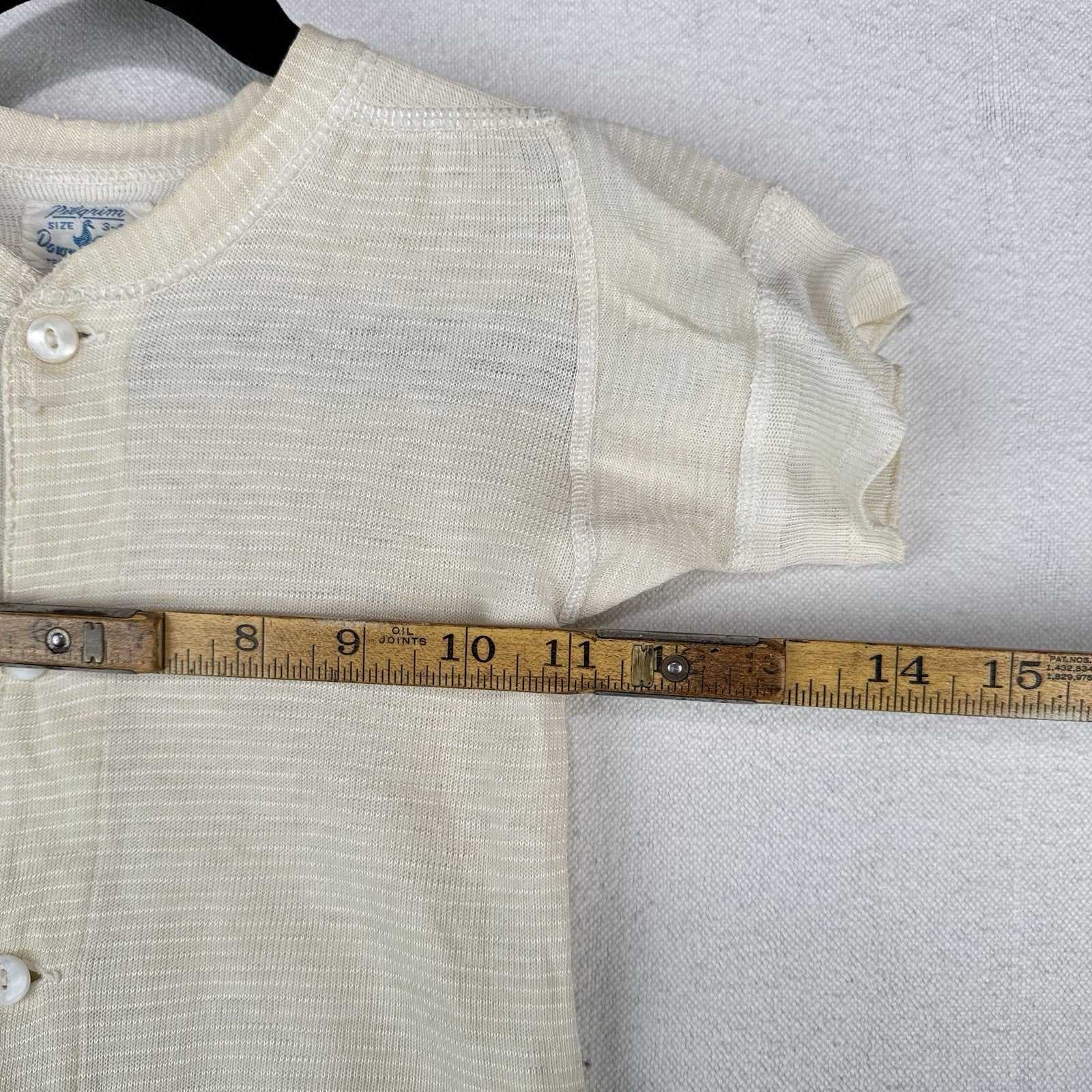 40’s Vtg Pilgrim Downy-Baks 3T-4T Button Up Short Sleeve Cream Undershirt *Read