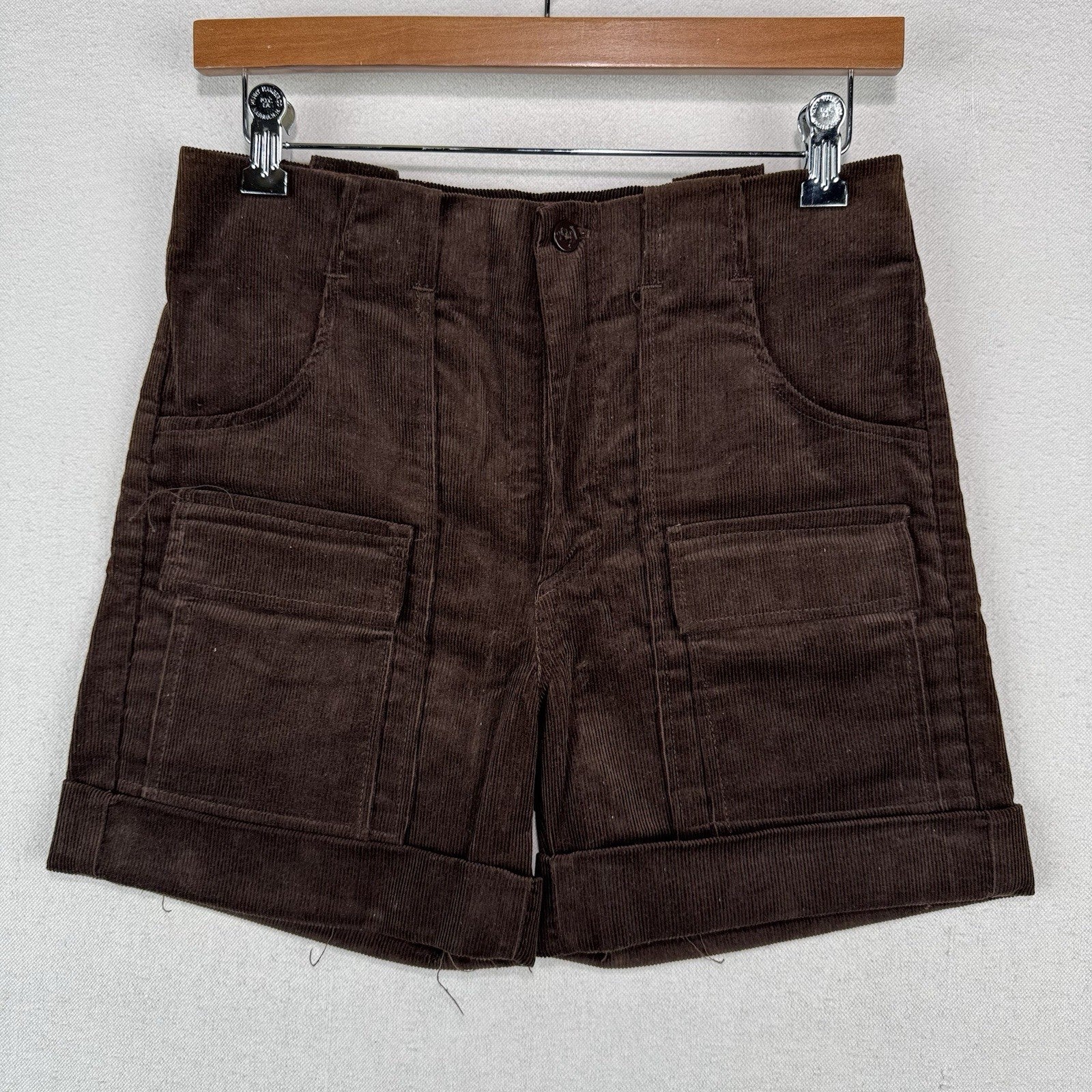 70's Vtg Sears Women’s 9-10 Brown Corduroy Safari Shorts 28x4 Deadstock *Read