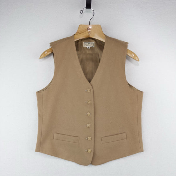 80’s Vtg  LL Bean Wool Cashmere Vest Women’s Small Camel Tan Button Down