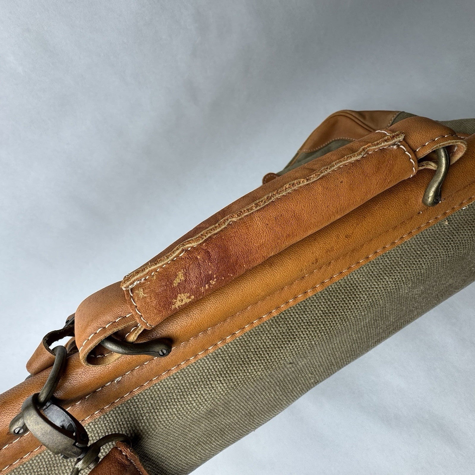 Vintage Safari Waxed Canvas Leather Laptop Briefcase Messenger Bag 19”x7”x15”