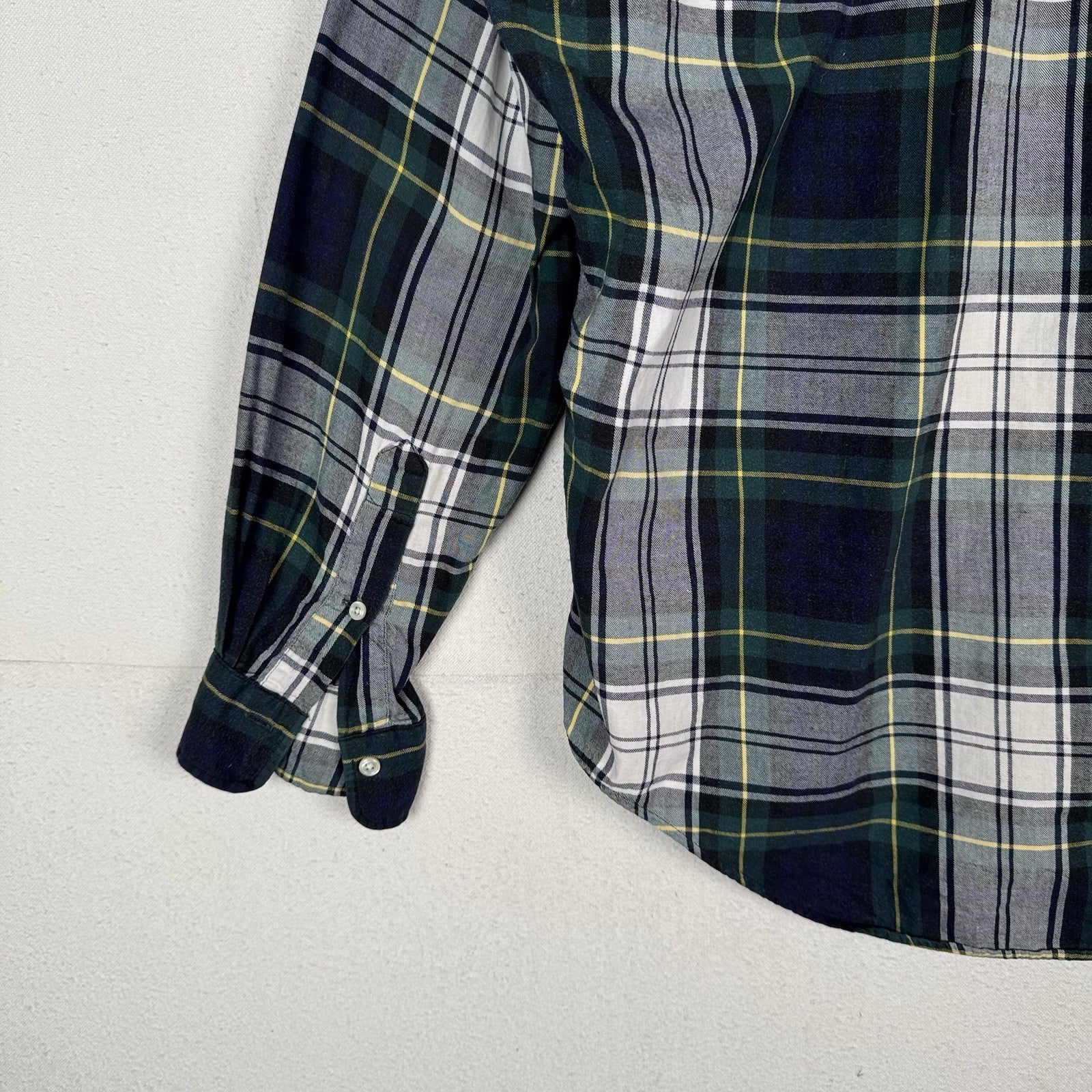 Ralph Lauren Button-Down Shirt Men Large Green Blue Oxford Long Sleeve Cotton