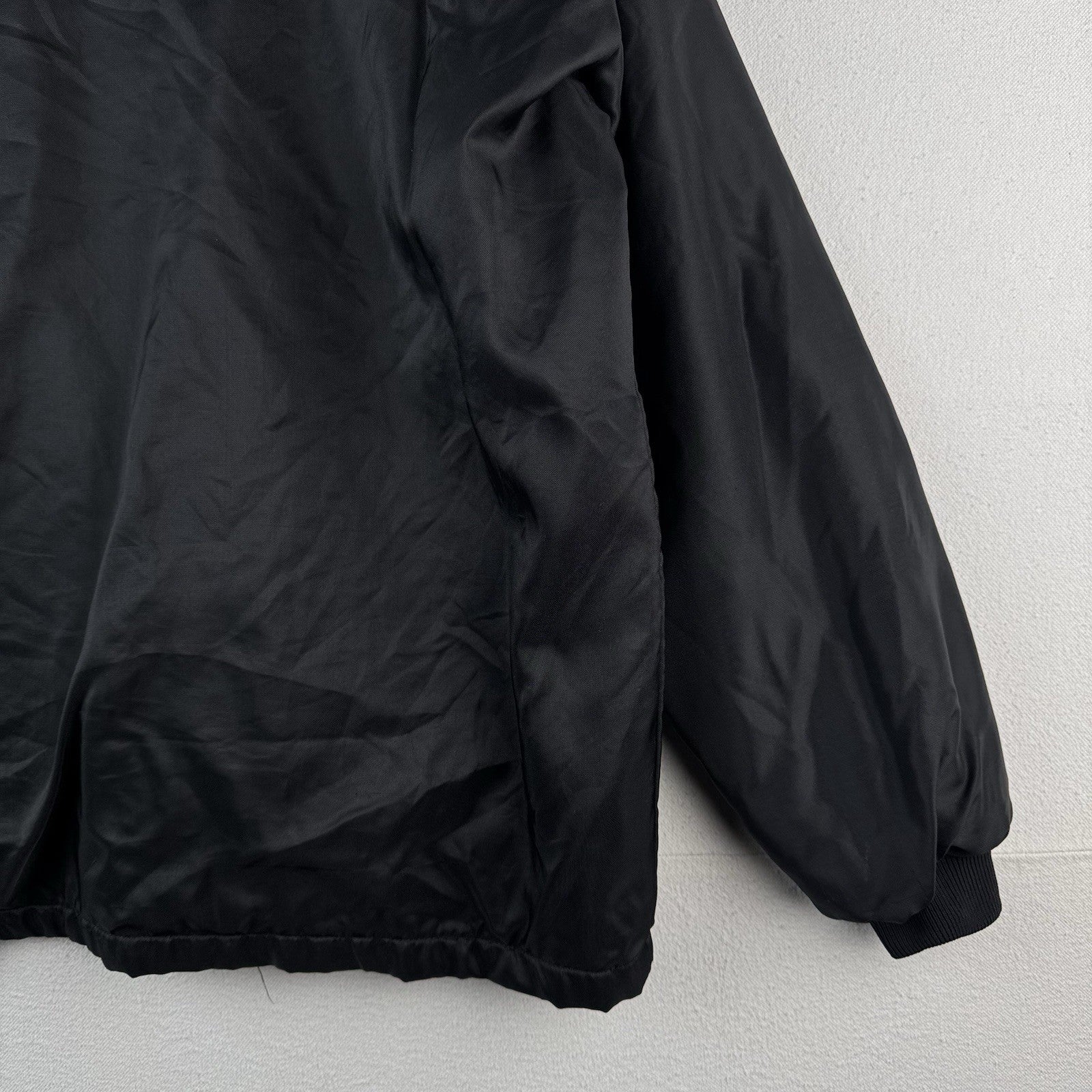 70's Vtg Parker Hannifin Fleece Lined Coach Jacket Chain Stitched "Carl" Black L