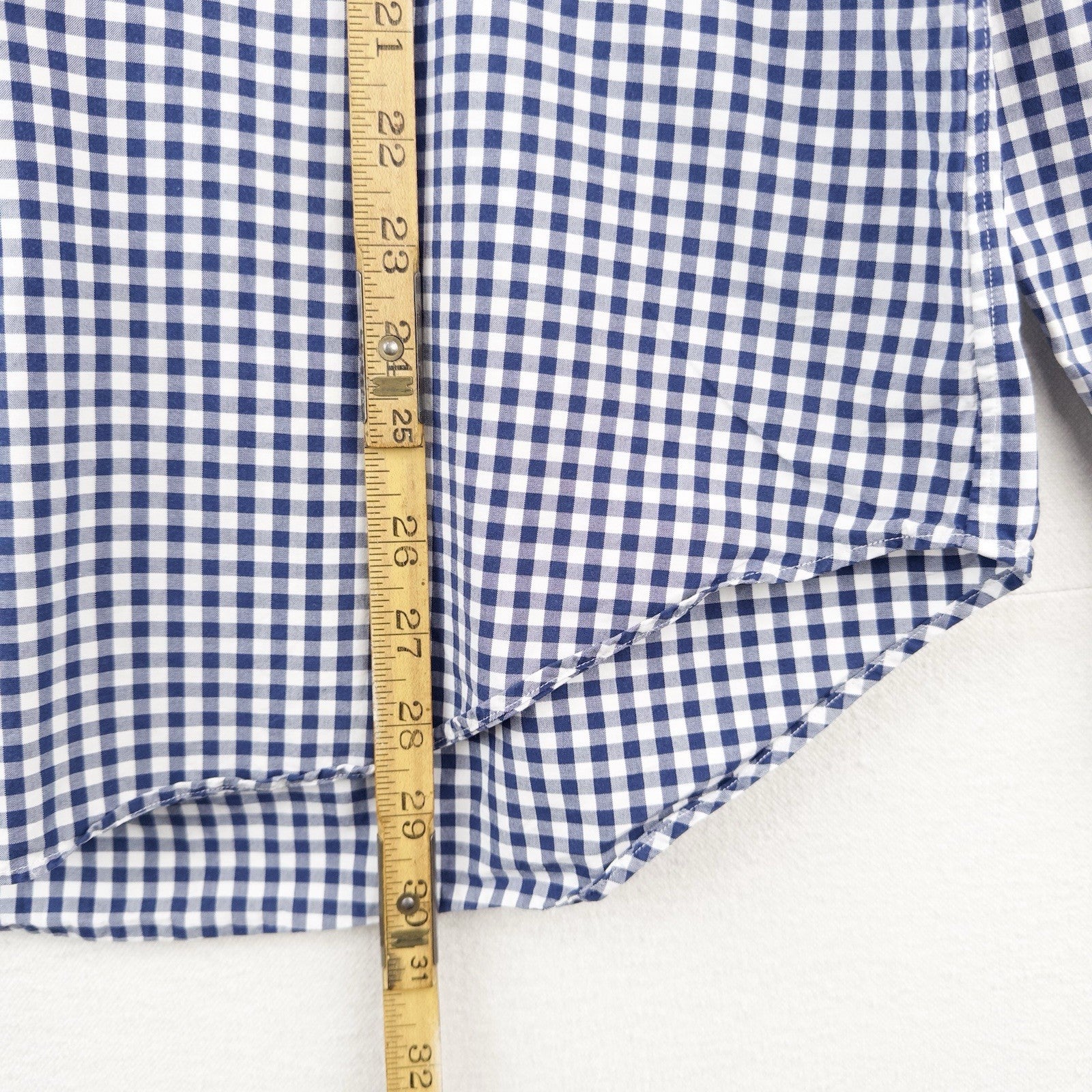 90’s Vintage Ralph Lauren Men's M Blue Gingham Check Button Down Shirt
