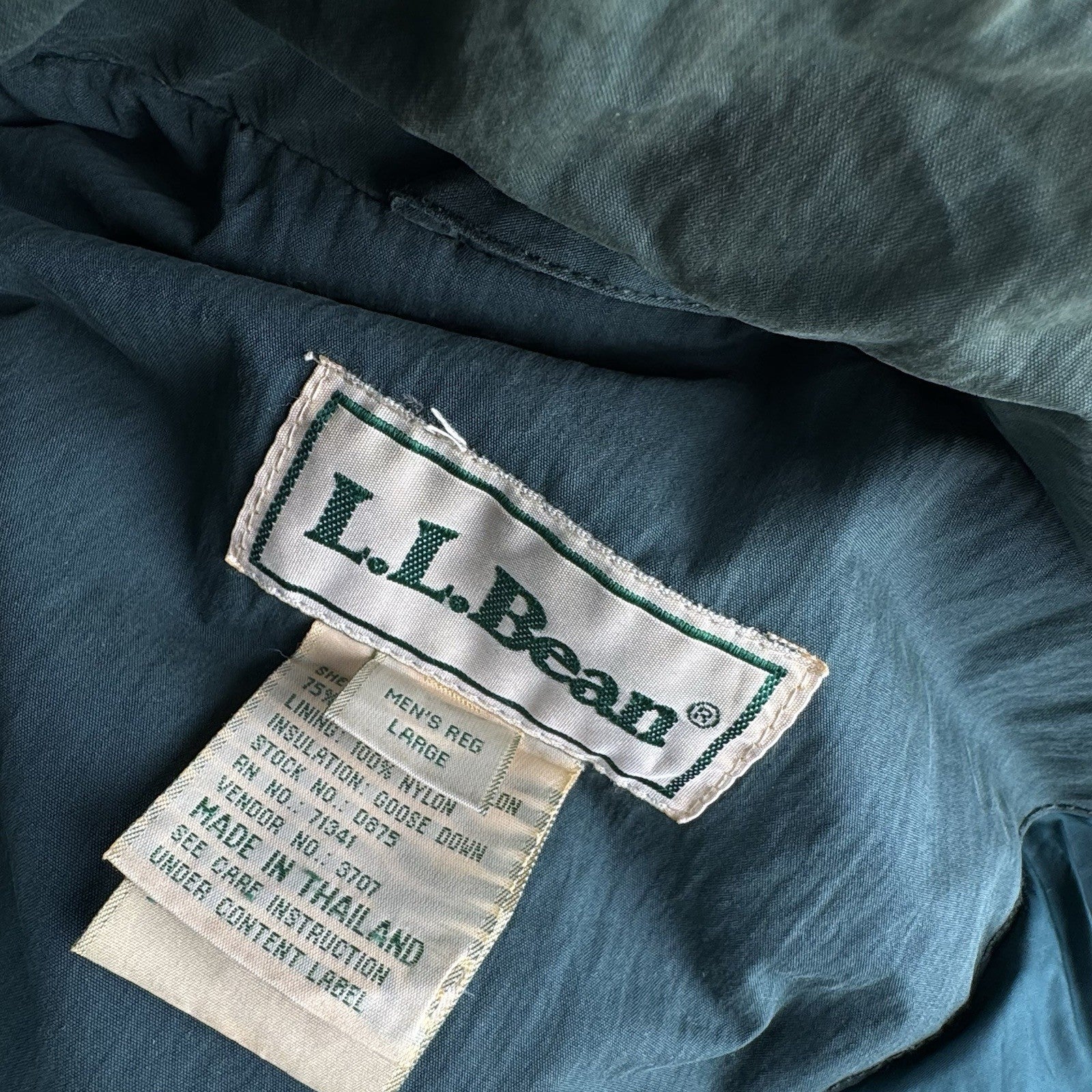 90’s Vtg L.L. Bean Men’s L Goose Down Faux Fur Hooded Parka Puffer Jacket Green