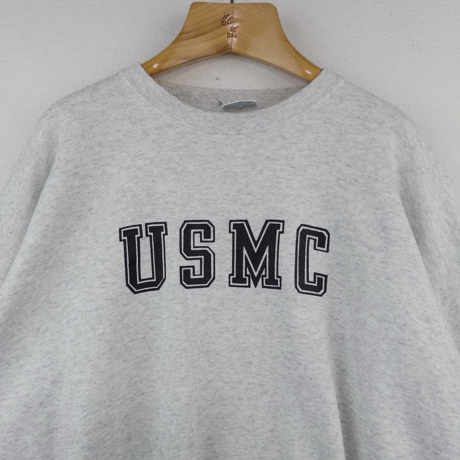 80’s Vtg USMC Military Santee Gray Print Sweatshirt Men’s XL Boxy Made in USA
