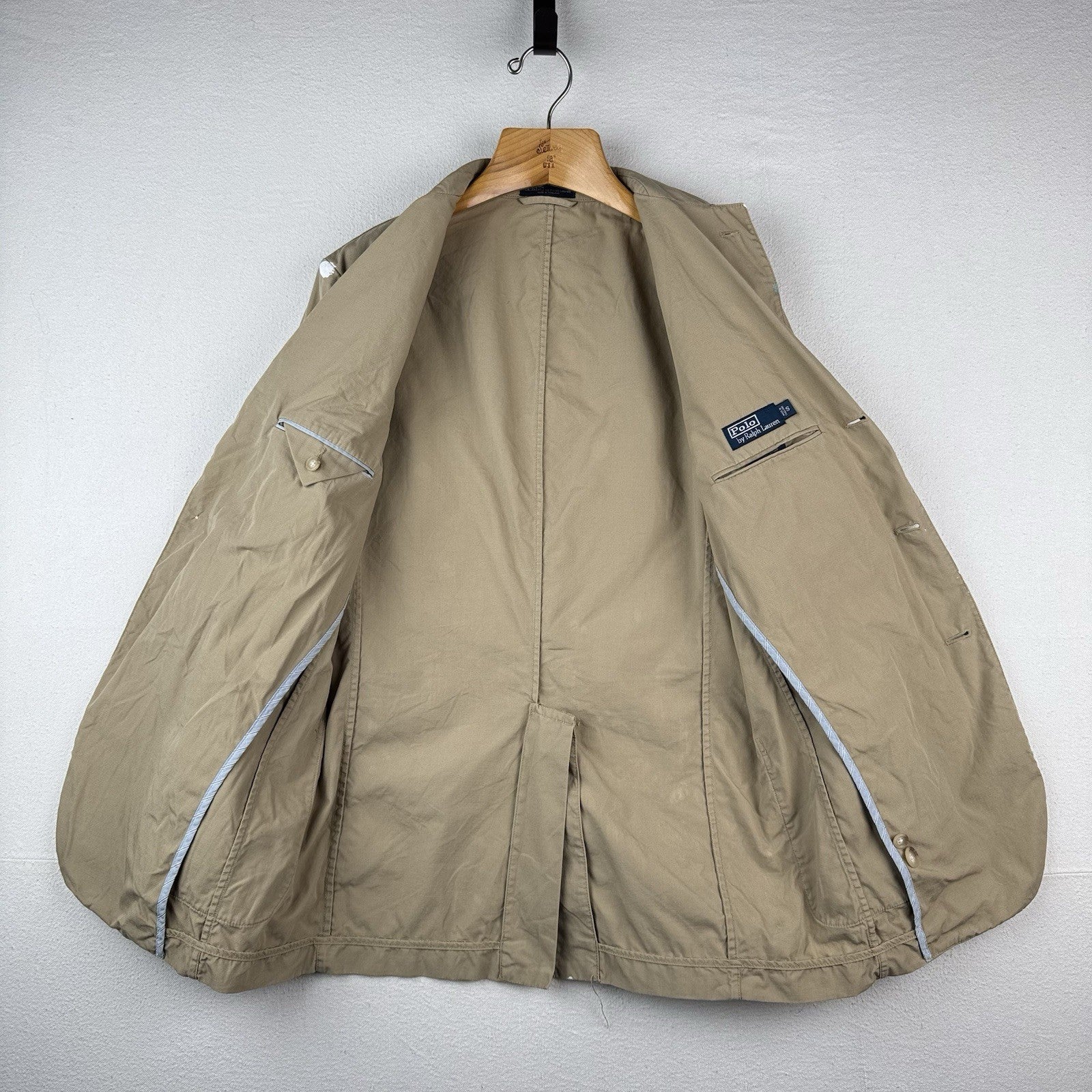 Polo Ralph Lauren Hand-Painted Men’s S Blazer Jacket Cotton Beige Unstructured
