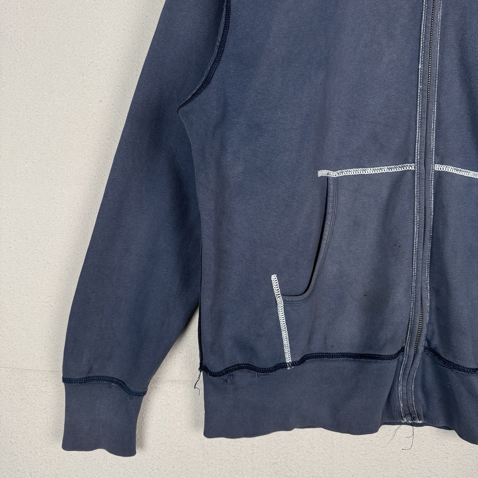 Vtg Ralph Lauren Polo Jeans Co Hoodie Sweatshirt Men's M Navy Crest *Sun Faded