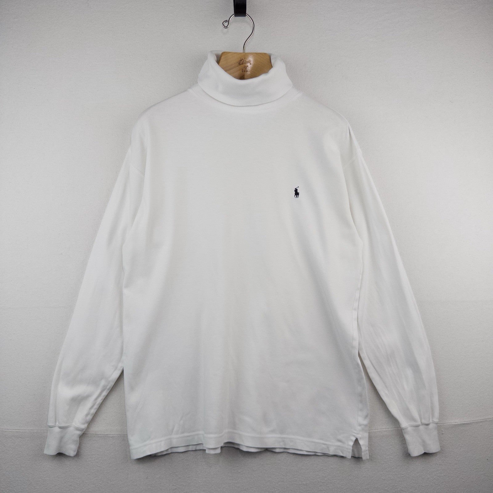 80s Vtg Polo Ralph Lauren White Mens L Turtleneck Shirt Long Sleeve USA