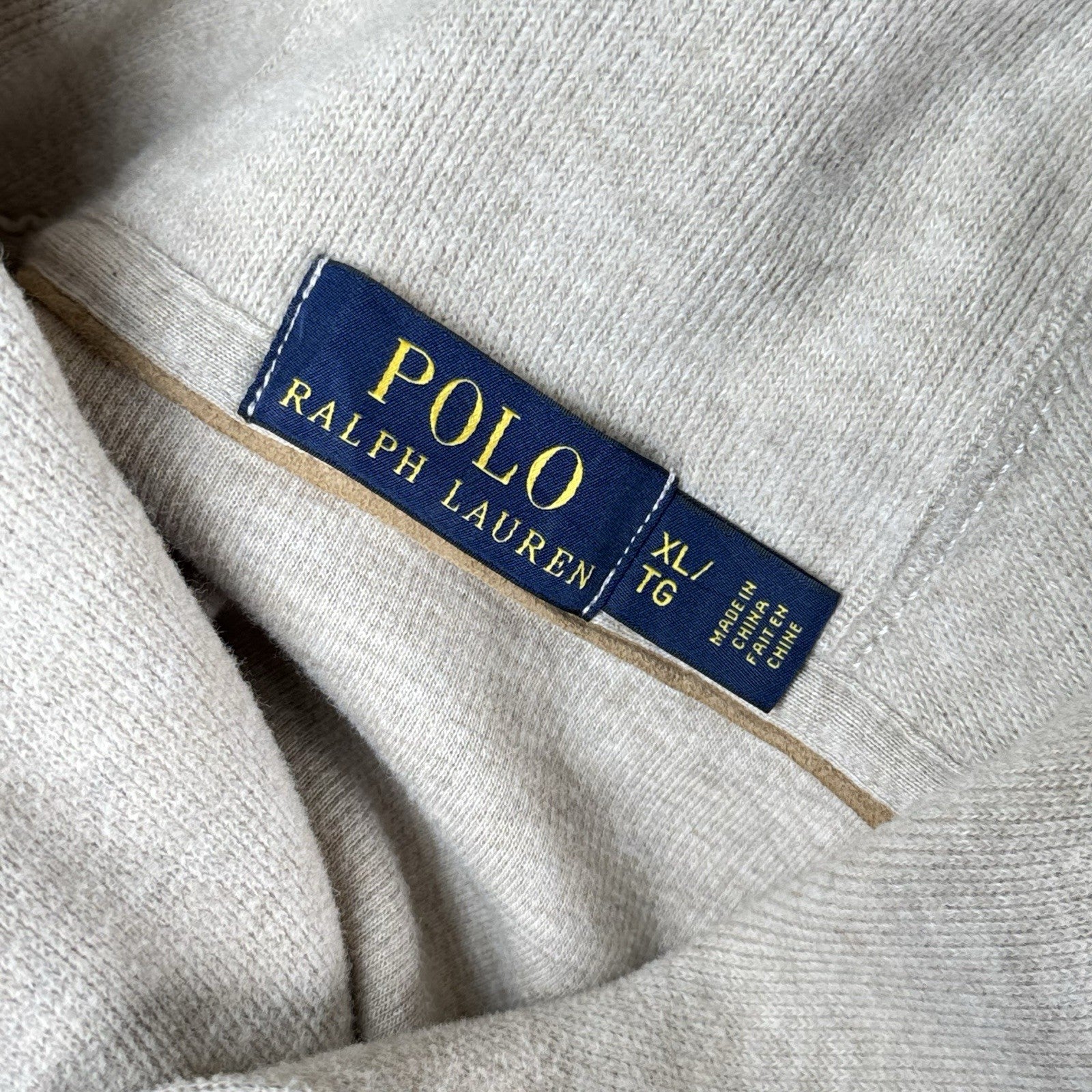 Polo Ralph Lauren Soft Pullover Sweater Button Shawl Collar Beige Men's Size XL