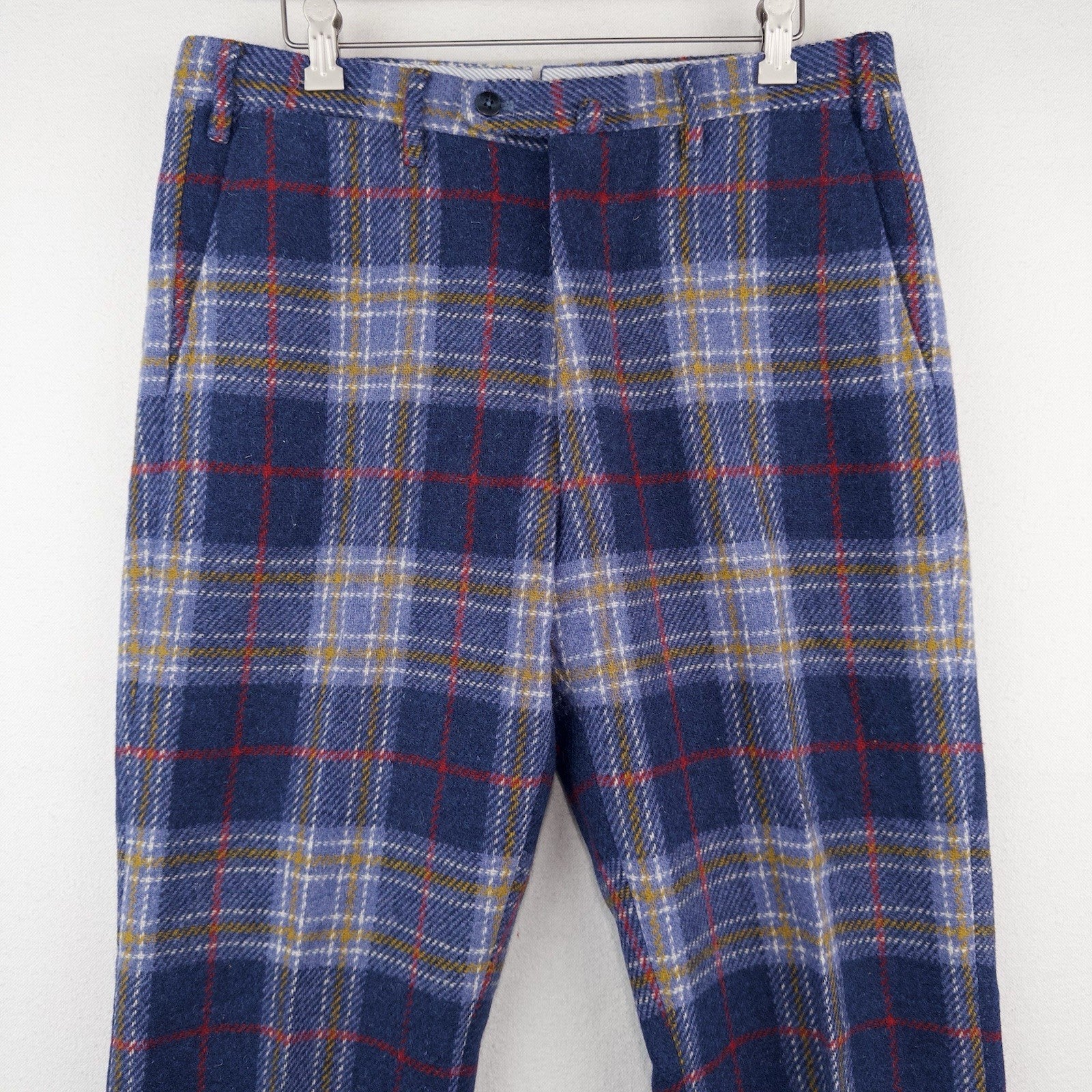 Valentini Bergdorf Goodman Blue Tartan Plaid Wool Trousers Men’s 30x33 Pants 50