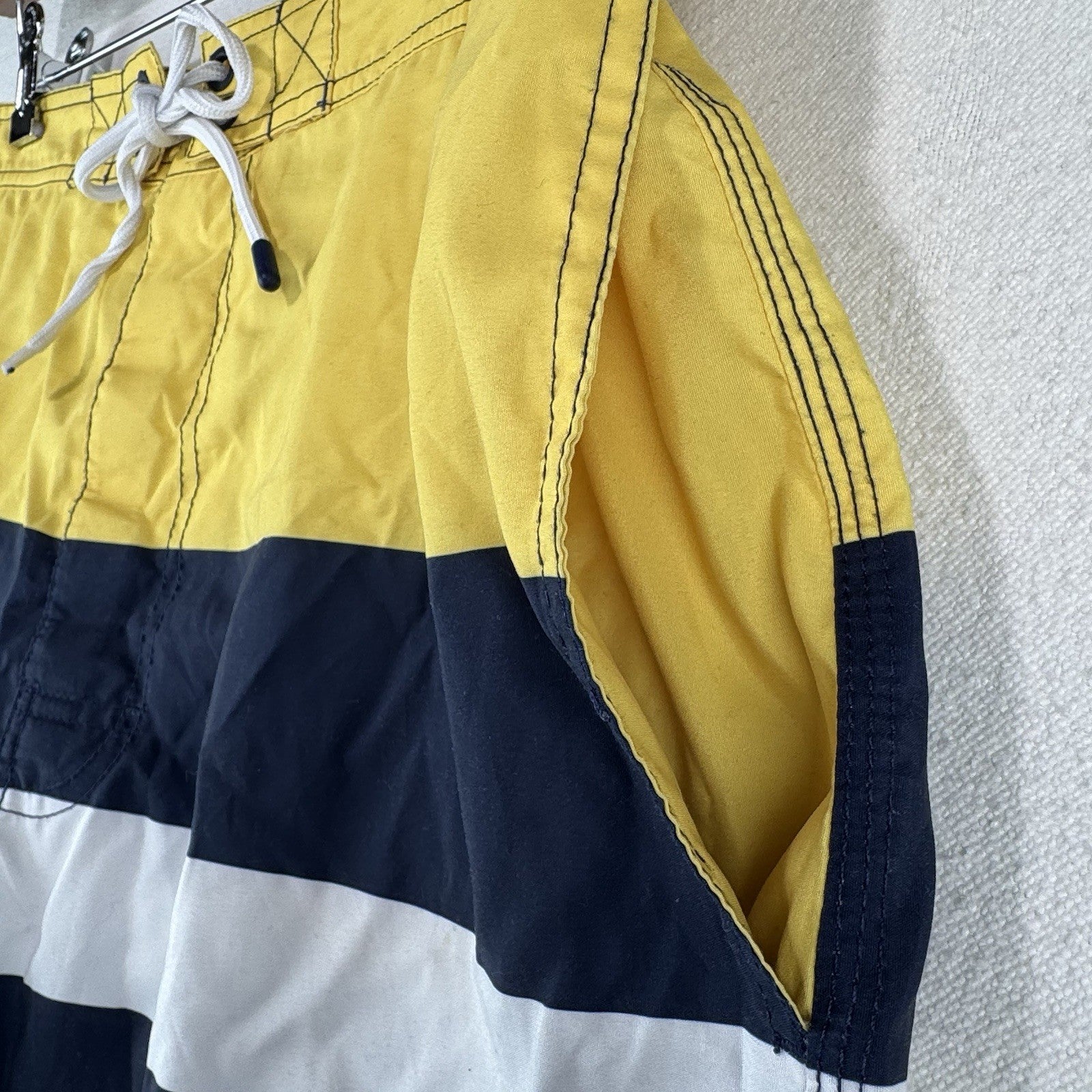 Polo Ralph Lauren Swim Trunks Men’s XL Striped Blue Yellow White Mesh Lined 8”