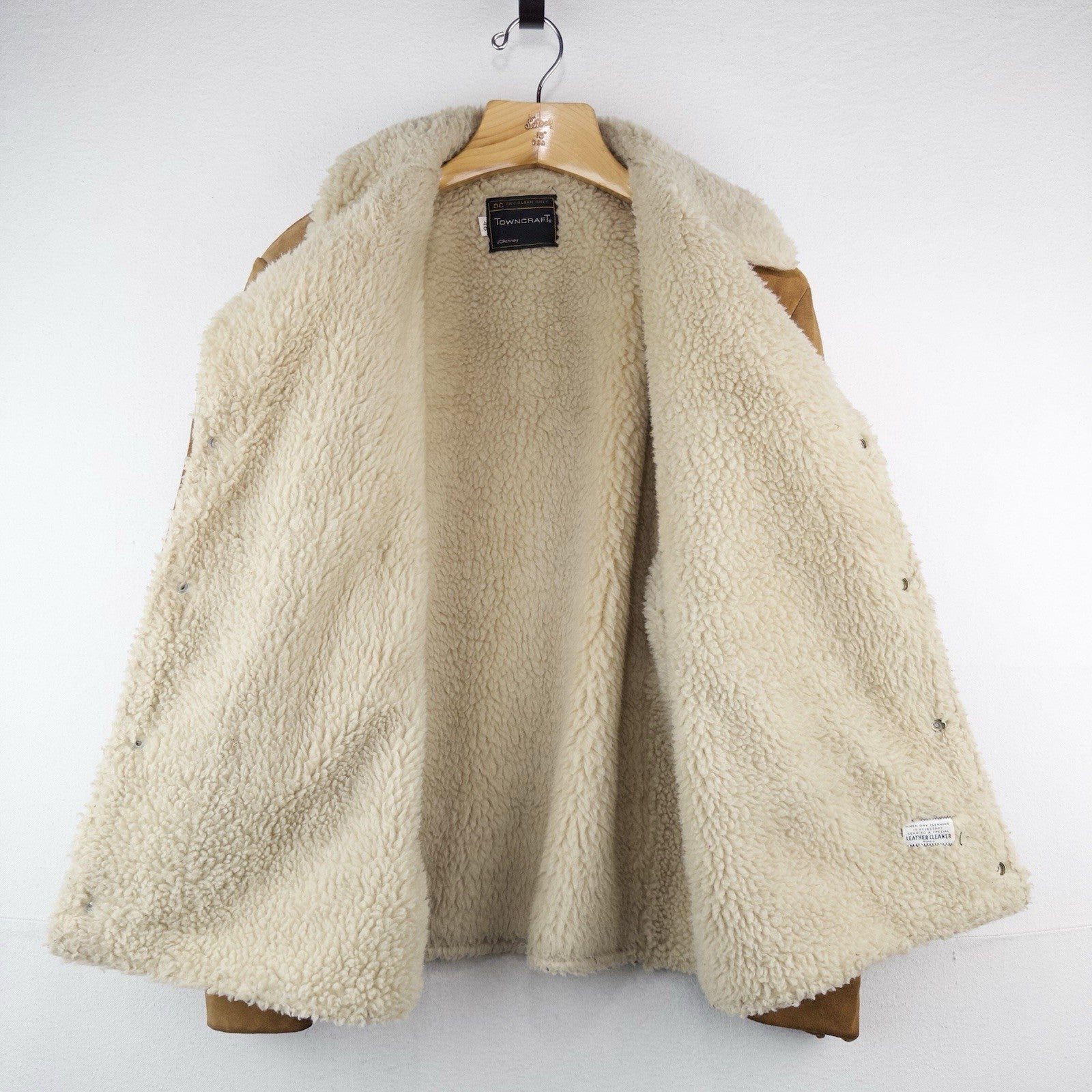 70’s Vtg Towncraft Shearling Suede Jacket Men’s Western Ranch Sheepskin 46R USA