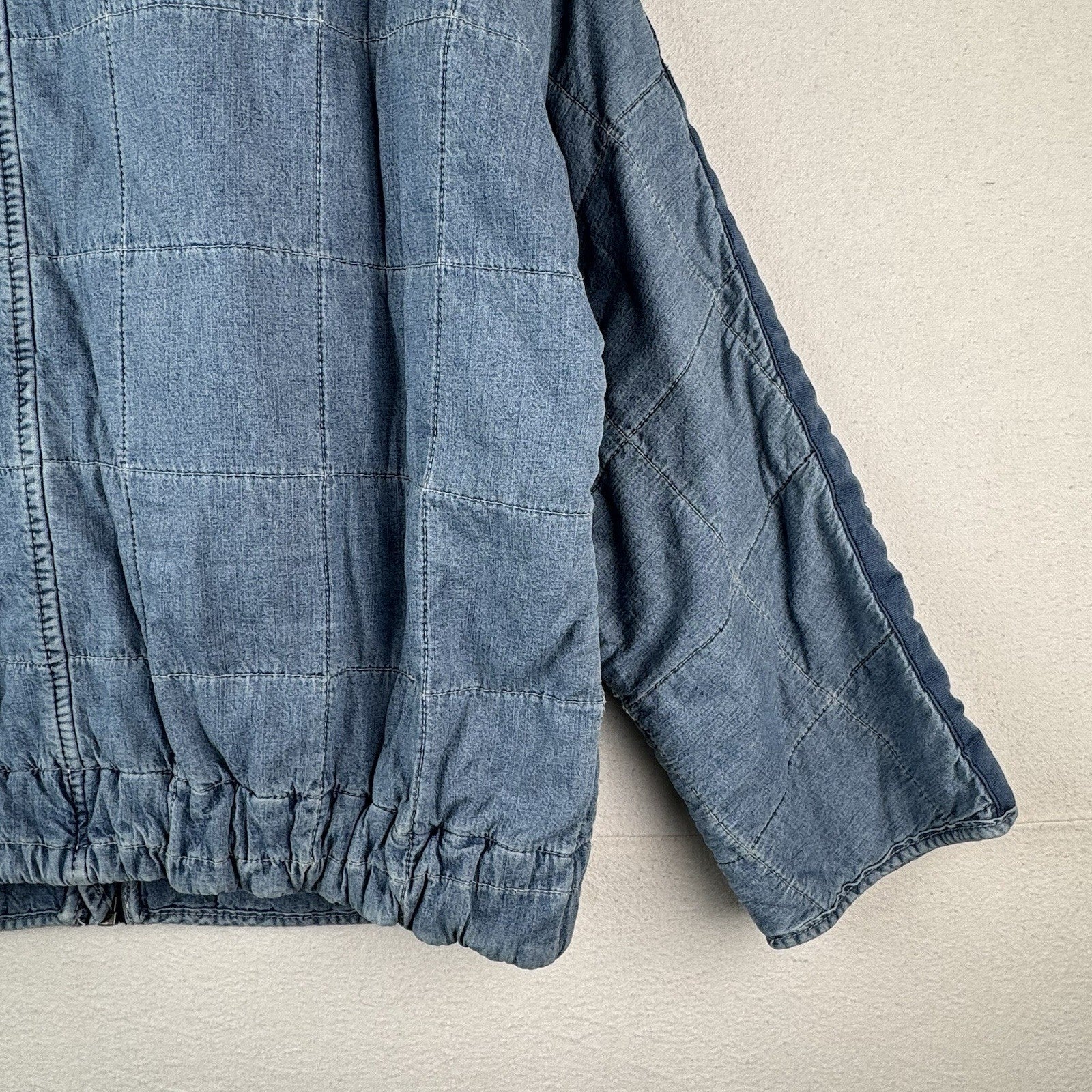 Free People Dolman Quilted Chambray Jacket Slouchy Indigo Blue Denim Medium