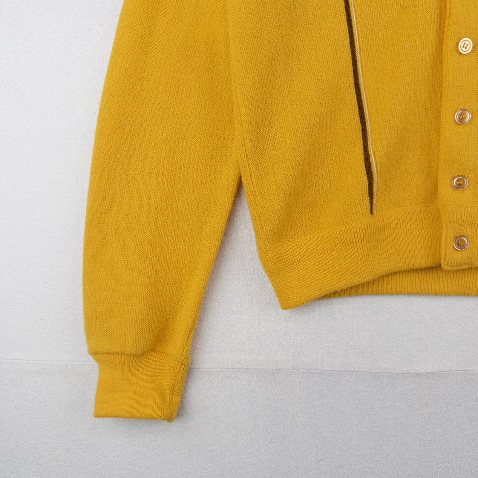 60’s Vtg Fruit Of The Loom Gold Cardigan 100% Orlon Acrylic Made in Usa