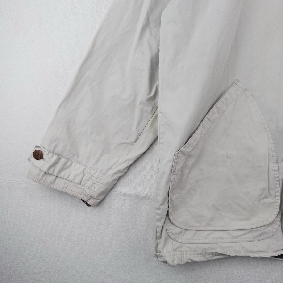 90’s Vtg J. Crew Oarsman Barn Jacket Chore Field Coat Corduroy Collar Beige M