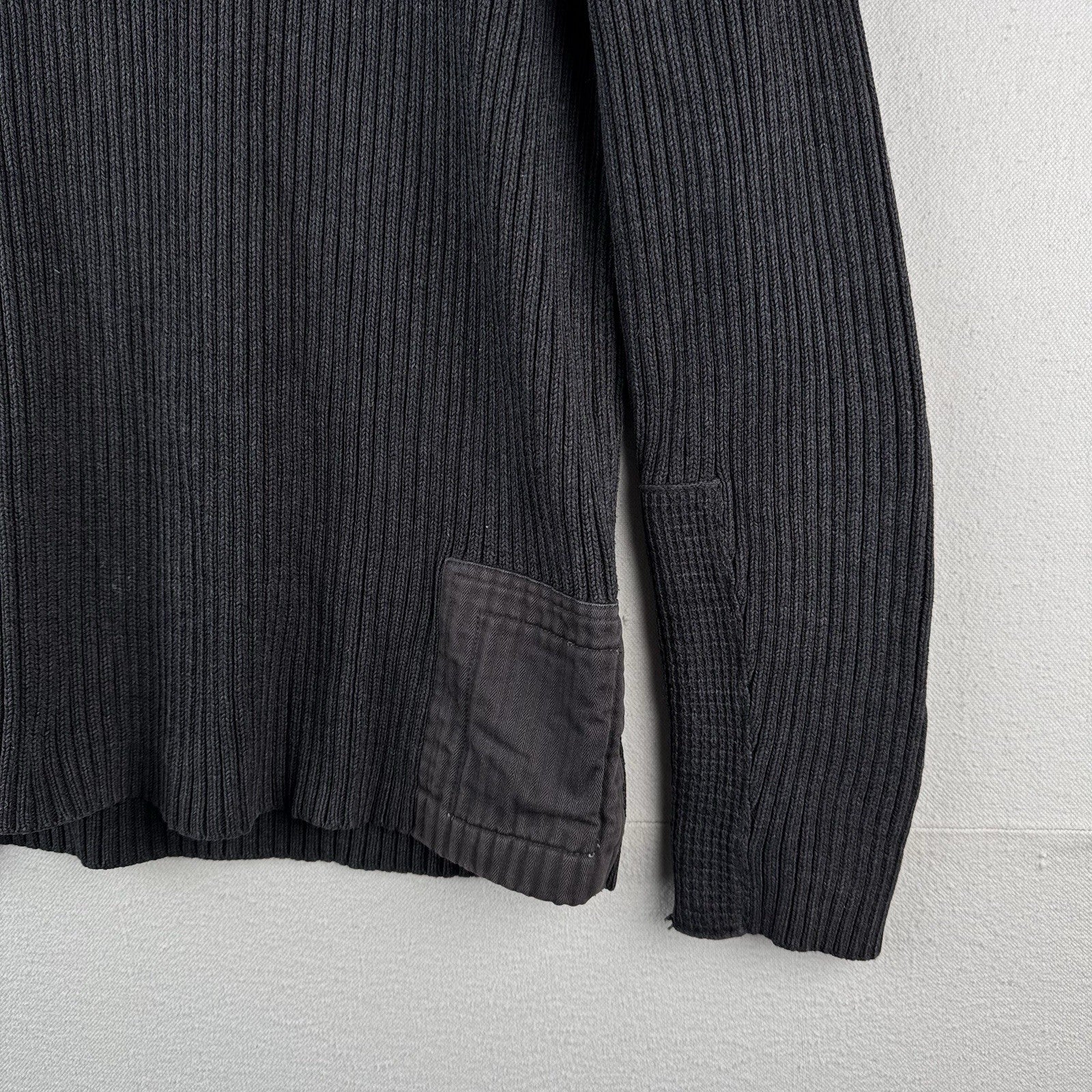 Vtg Polo Jeans Co Ralph Lauren Men’s L Military 1/4 Zip Ribbed Knit Sweater Gray