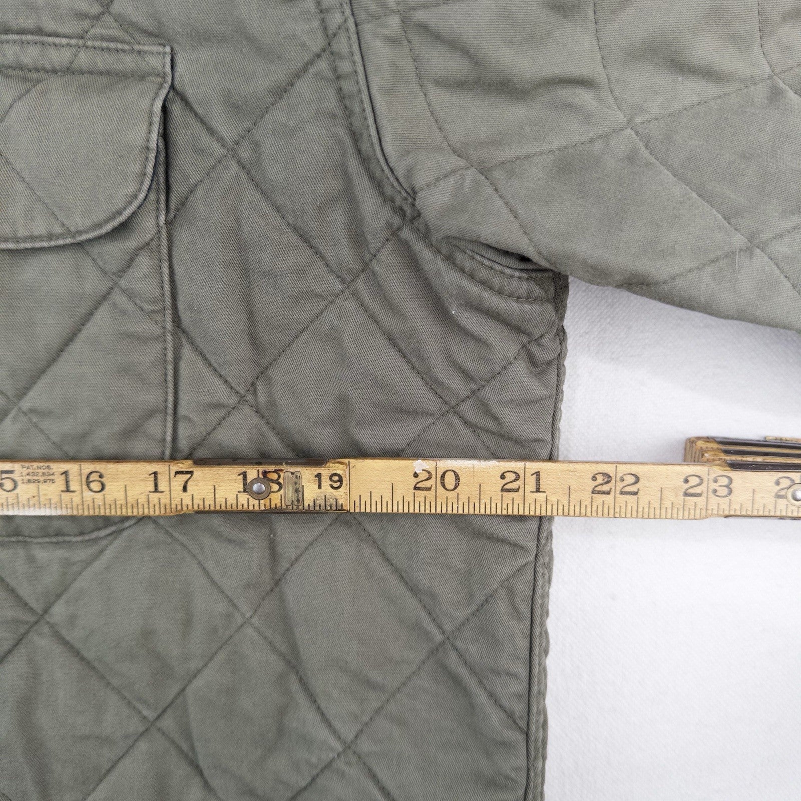 J.Crew Quilted Padded Men’s L Jacket Diamond Weave Green Cotton Insulated *Read