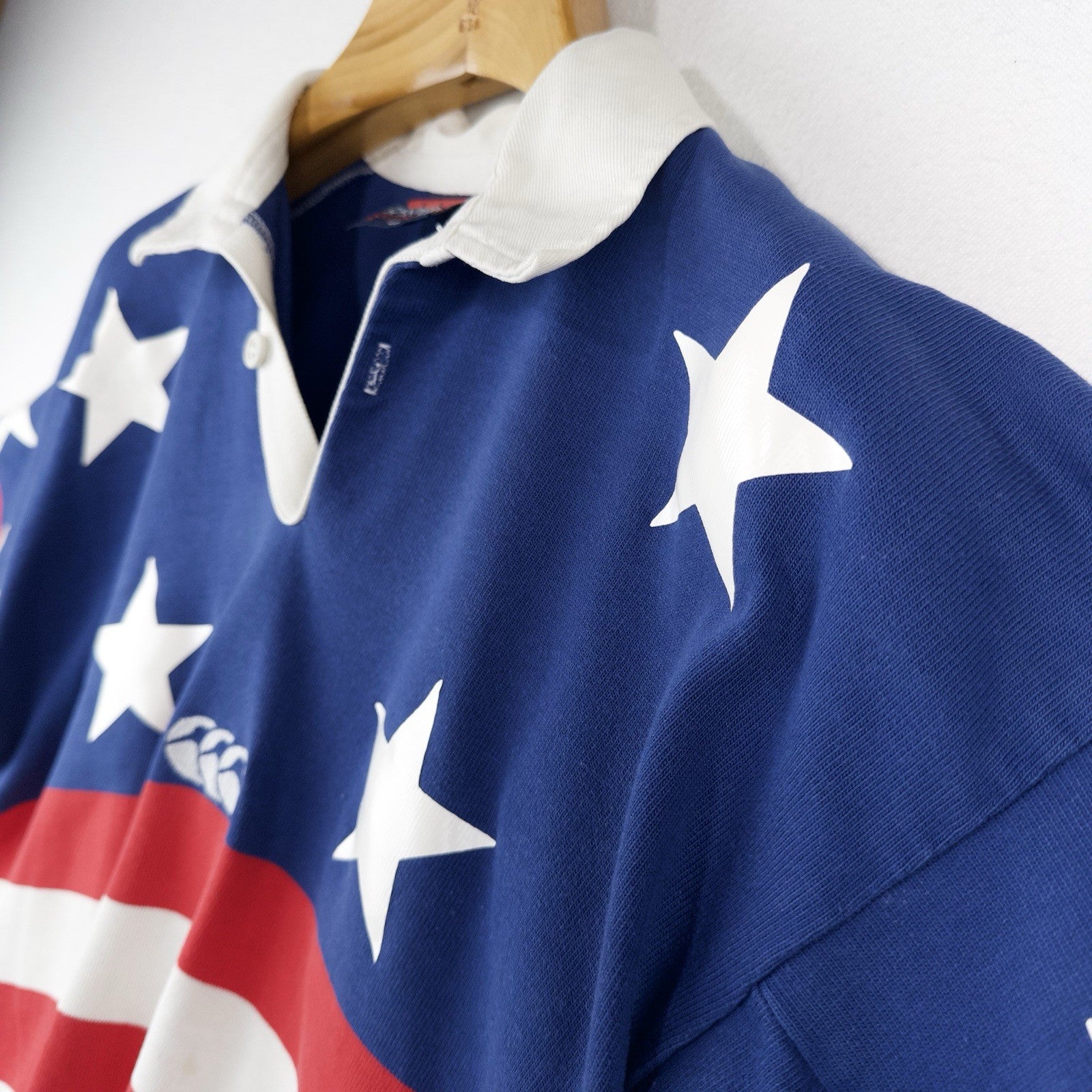 1993 Vtg Canterbury USA Rugby Flag Short Sleeve Polo League Jersey Mens XL (46)