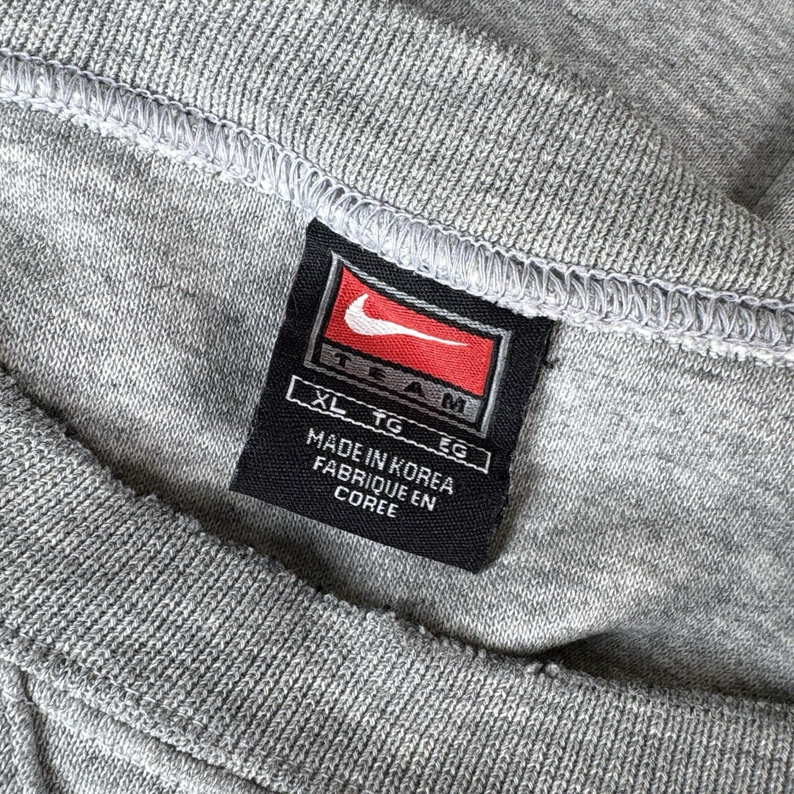 Vintage 90s Nike Center Check Grey Pullover Sweatshirt XL Distressed