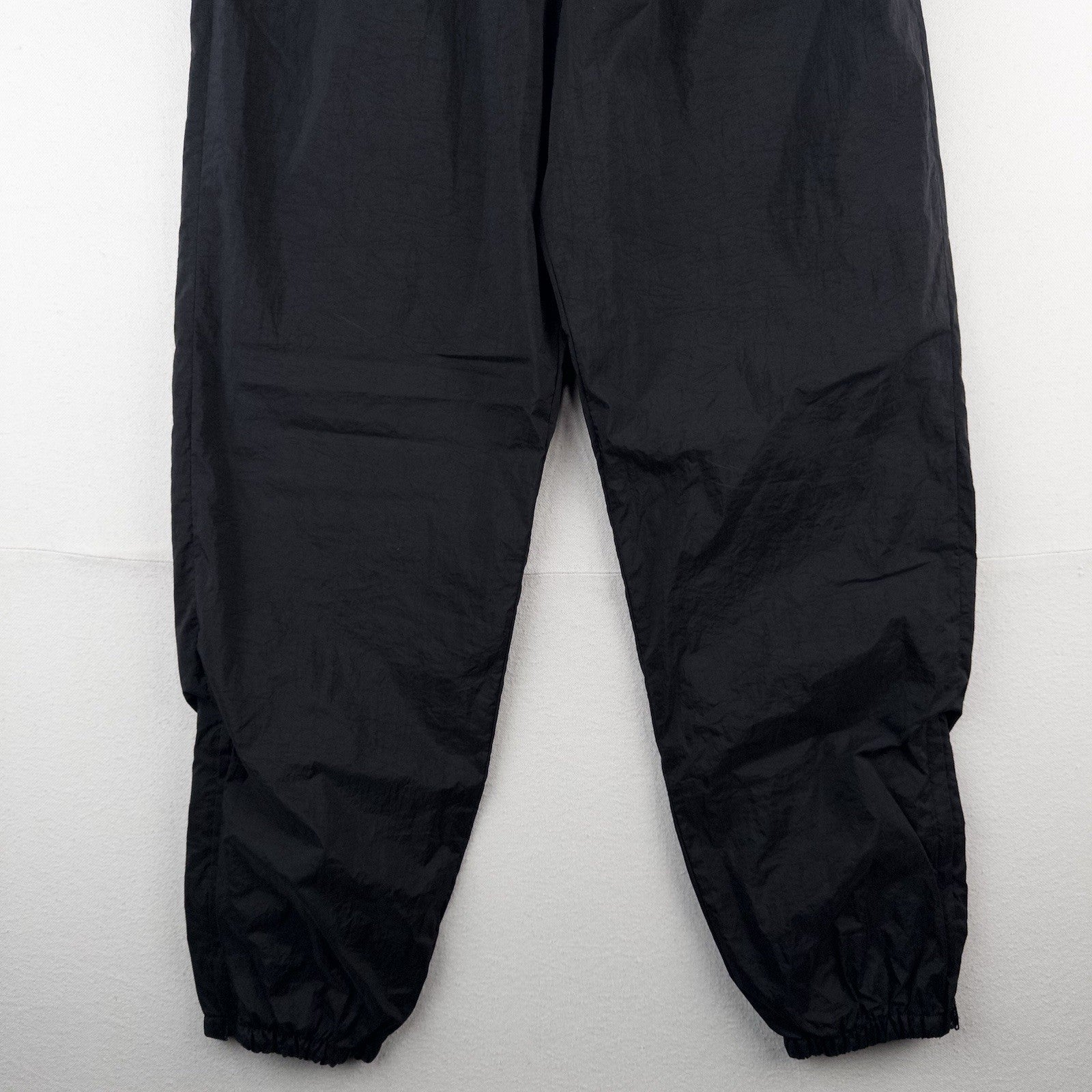 90s Vtg Nike Nylon Jogger Pants Womens  L 12-14 Black Drawstring Lined Zip Ankle