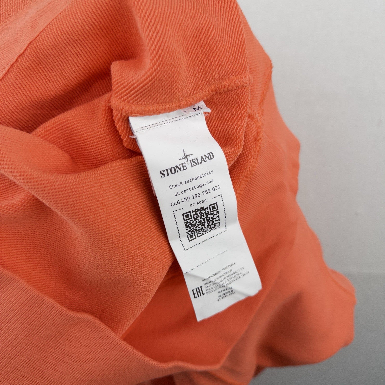 Stone Island Loopback Organic Cotton Orange Hoodie Men’s Medium