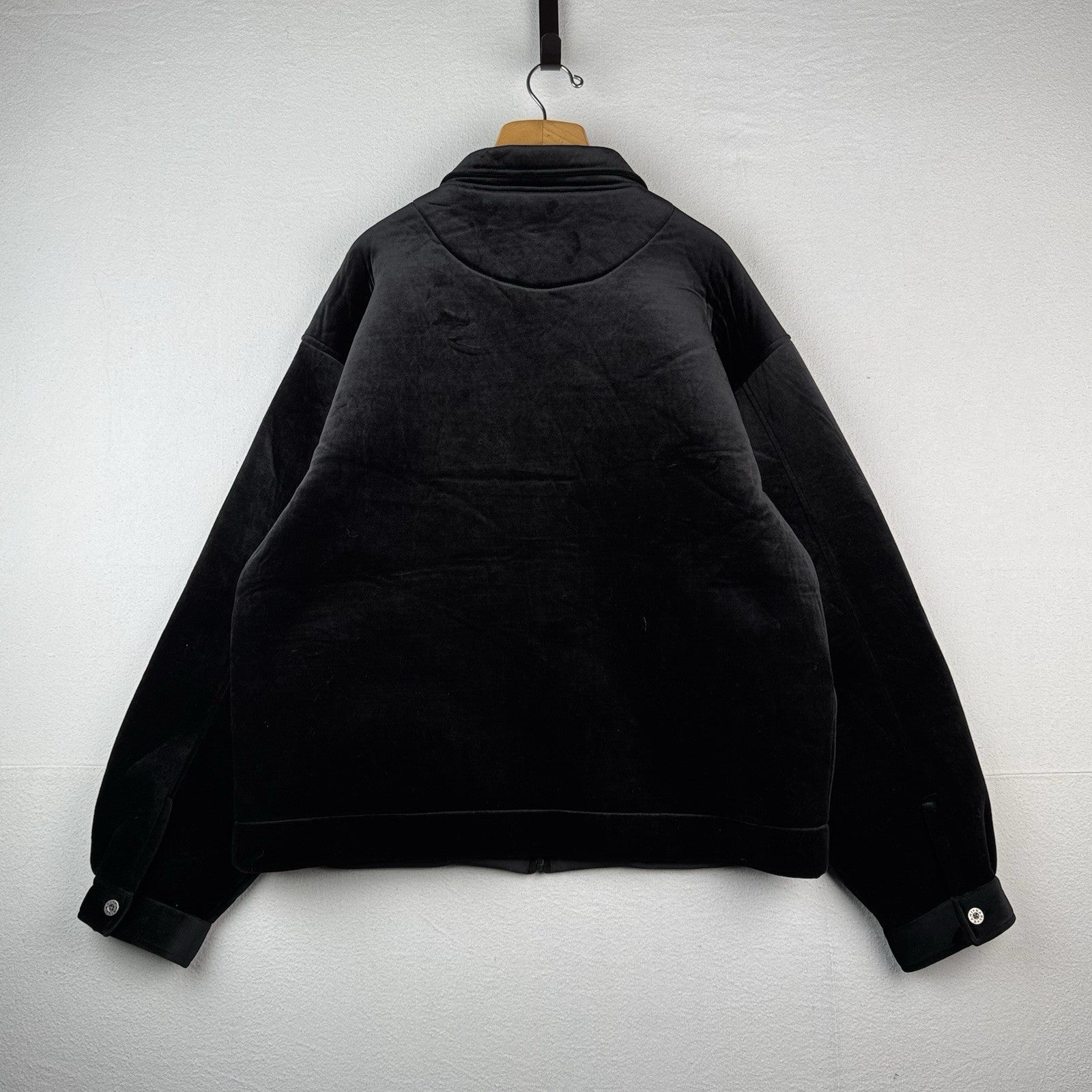 90’s Vtg Karl Kani Men’s 2XL XXL Black Velour Work Jacket Embroidered Logo Zip