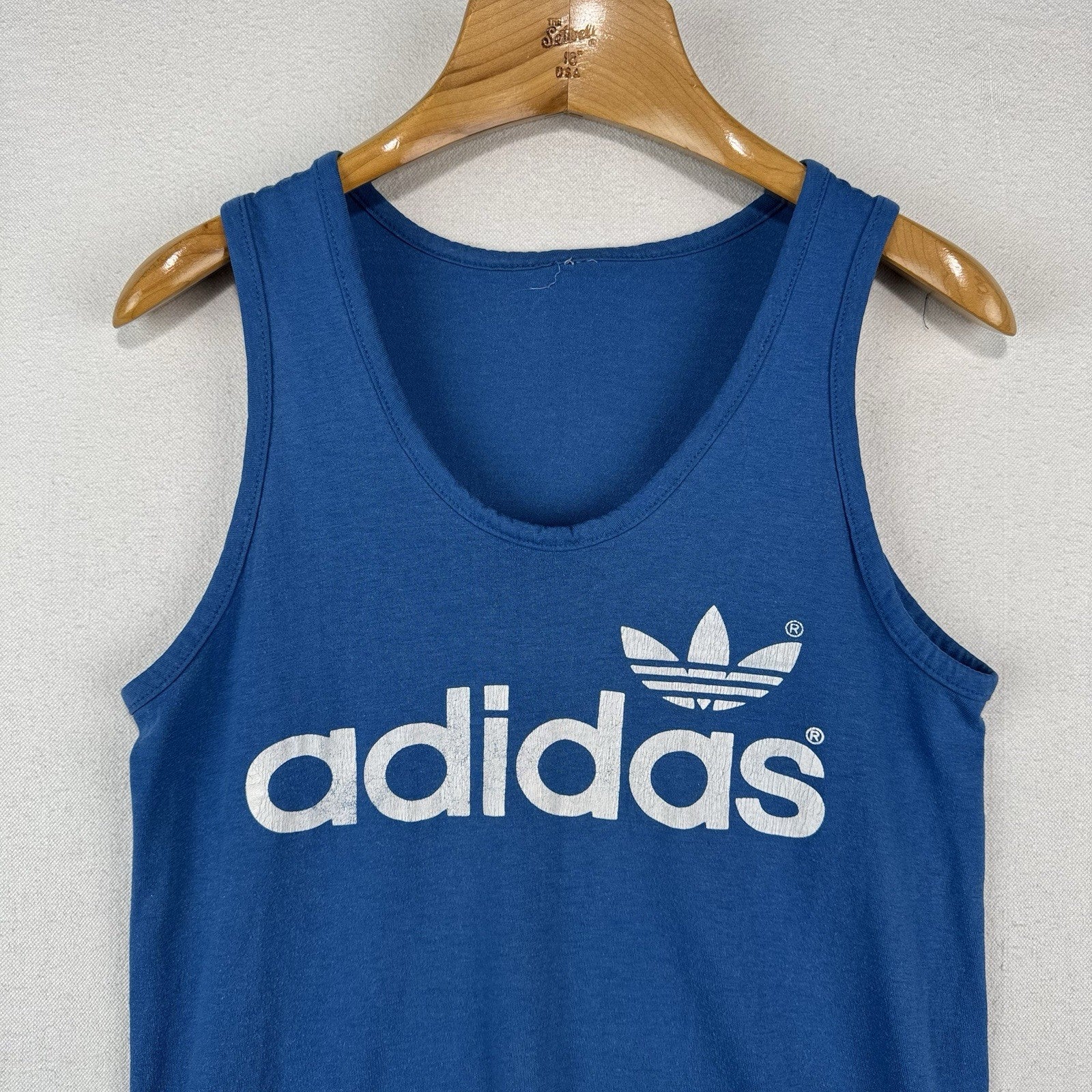80’s Vintage Adidas Men’s Small (34”) Tank Top Shirt Trefoil Logo Retro Blue