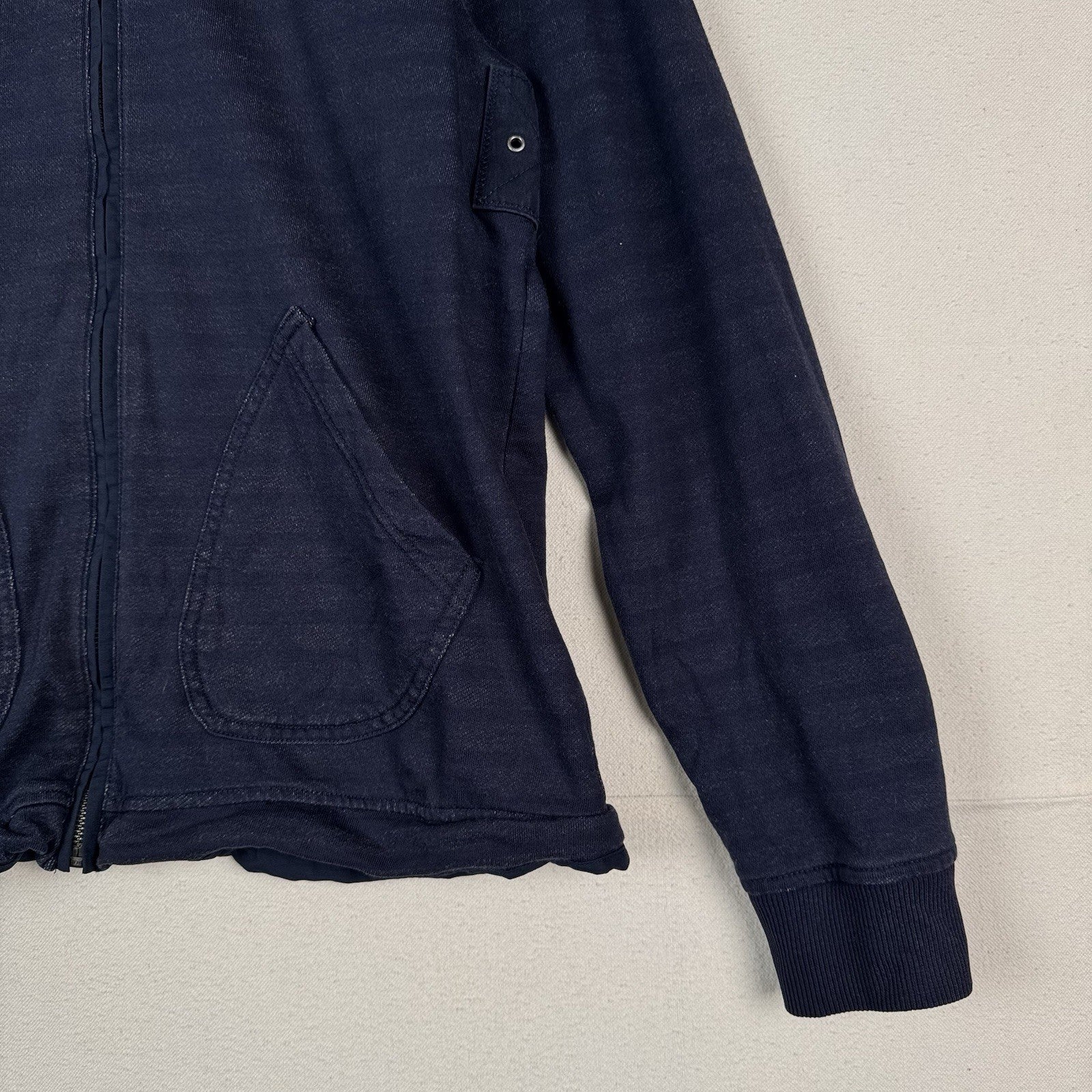 Tommy Hilfiger Navy Orange Women's Large Cotton Jacket Stowaway Hood