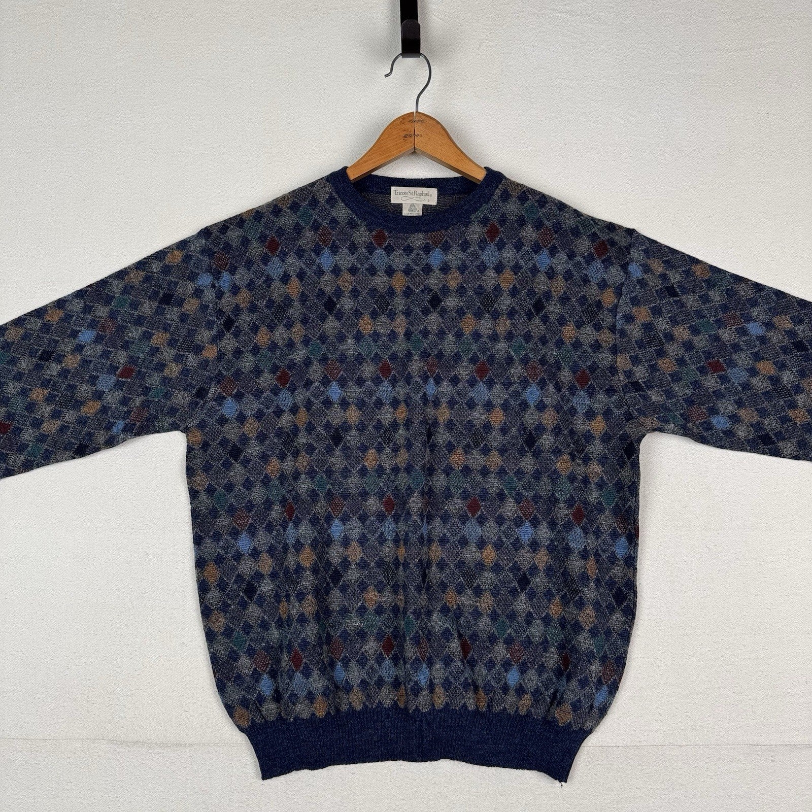 Vintage 80s Tricots St. Raphael Merino New Wool Sweater Men’s L Multicolor Knit
