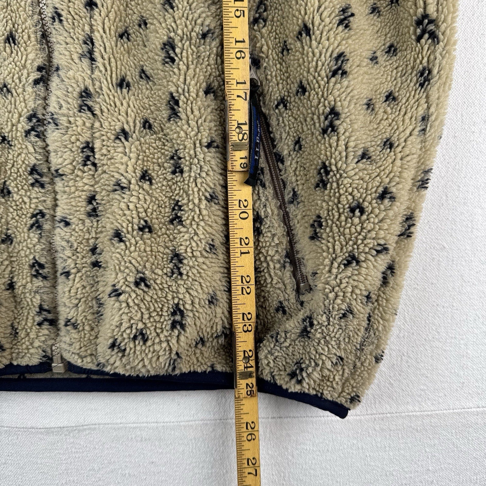 80's Vtg L.L. Bean Tan Beige Birdseye Fleece Sherpa Jacket Size M Deep Pile Boxy