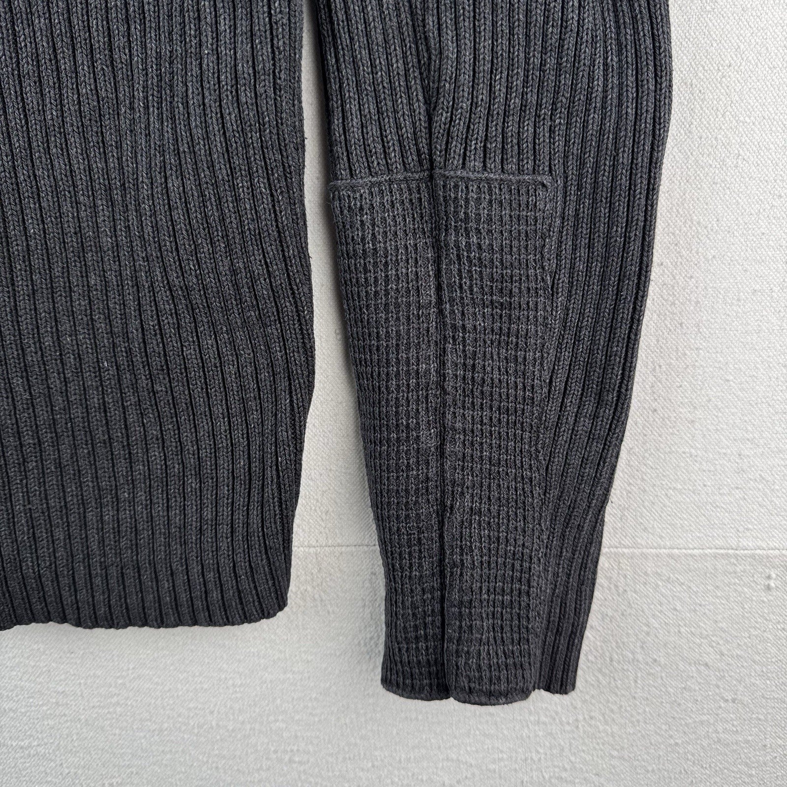 Vtg Polo Jeans Co Ralph Lauren Men’s L Military 1/4 Zip Ribbed Knit Sweater Gray
