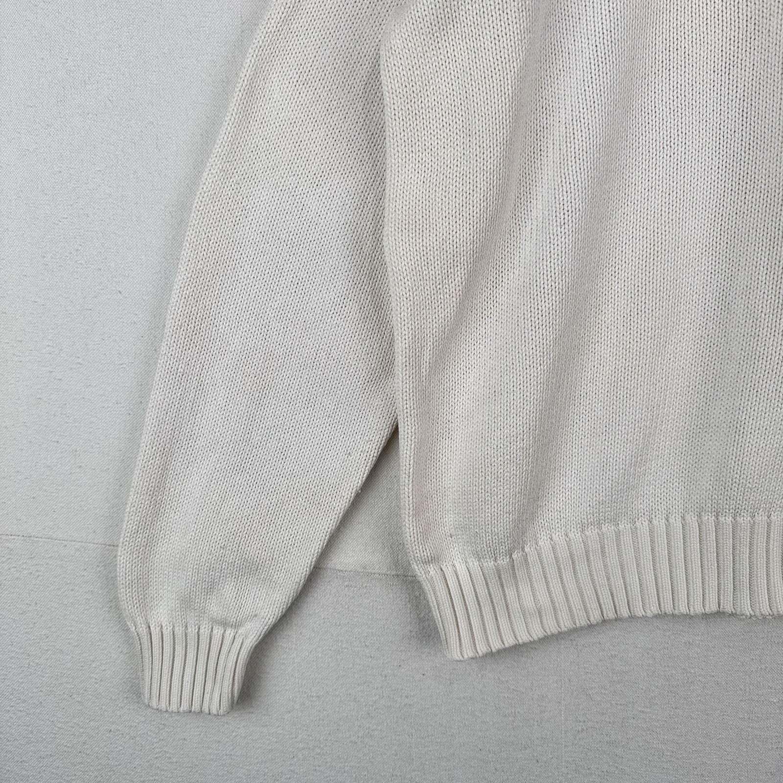 90’s Vintage Polo Ralph Lauren Men’s XL White Cotton Knit Crewneck Sweater *Read