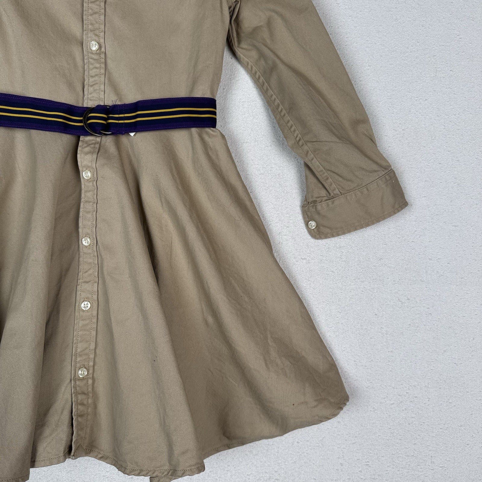 Polo Ralph Lauren Girls 6 Belted Cotton Chino Shirtdress With Pockets