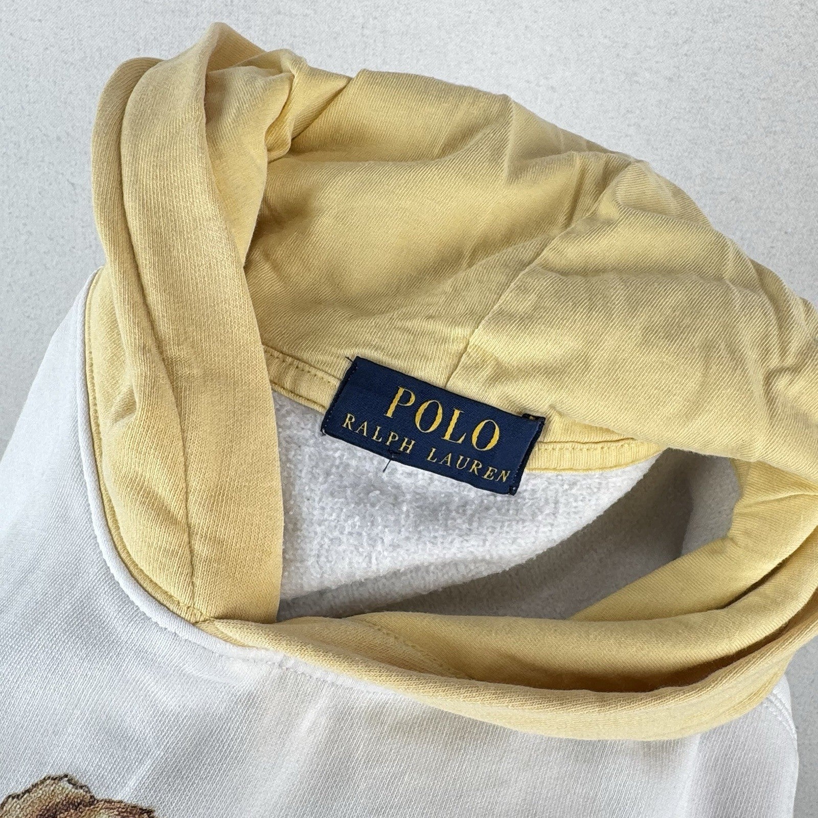 Polo Ralph Lauren Kids L 14-16 Polo Bear Colorblock Fleece Hoodie White *Read