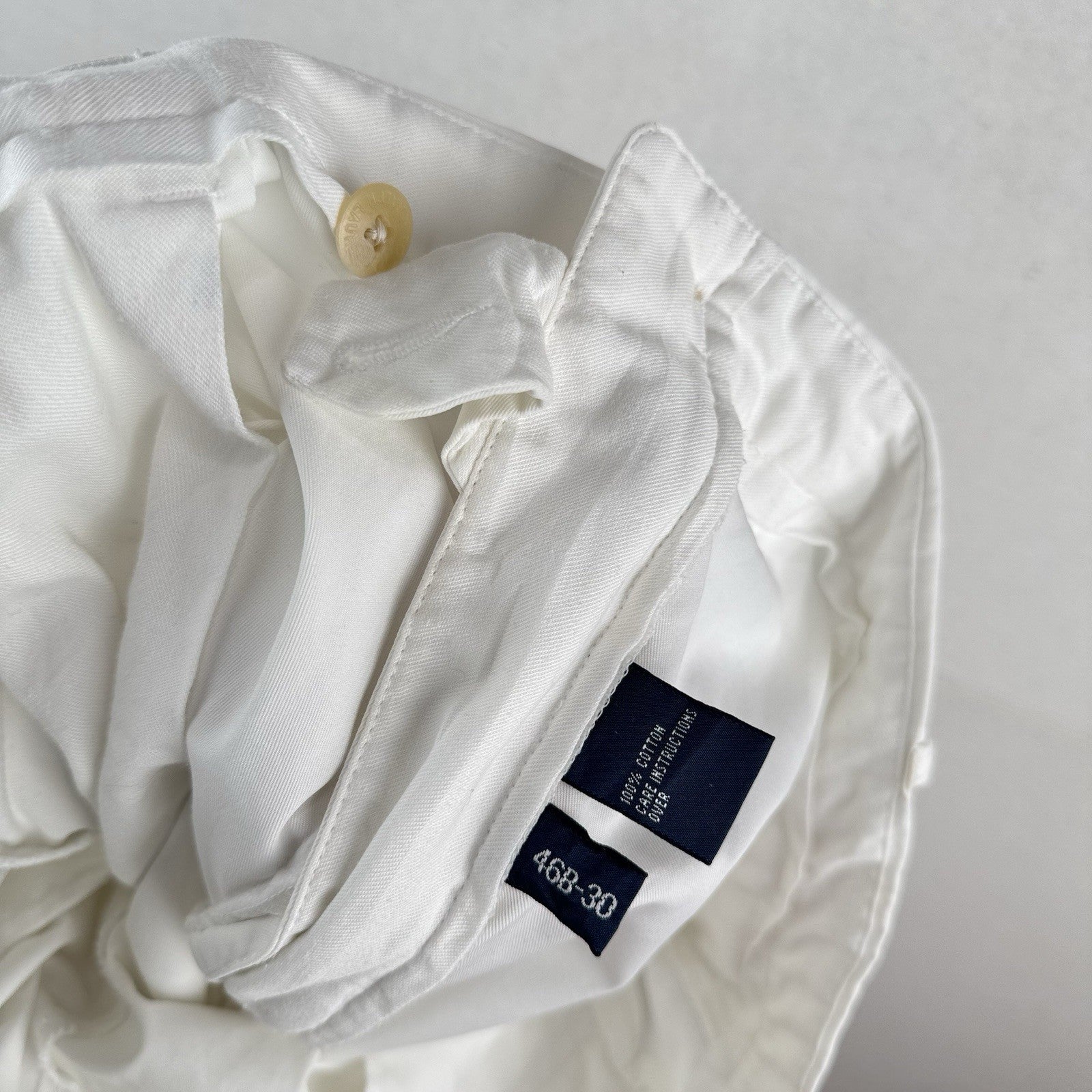90’s Vtg Polo Ralph Lauren Big Hammond Pant Mens 46Bx30 White Double Pleat Cuff