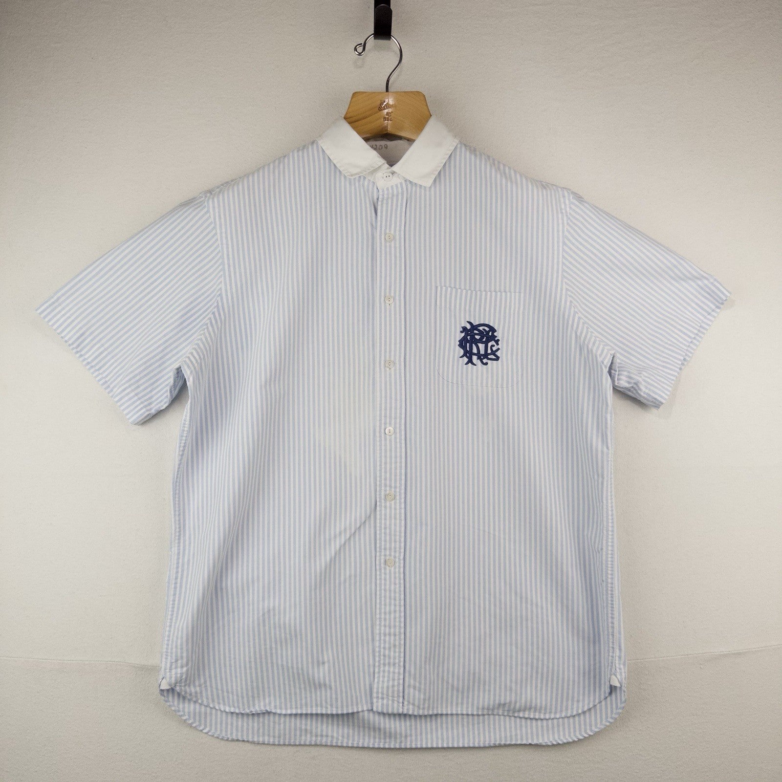 90’s Vtg Polo Ralph Lauren Blue White Pinstripe Winchester Club Collar Shirt XL