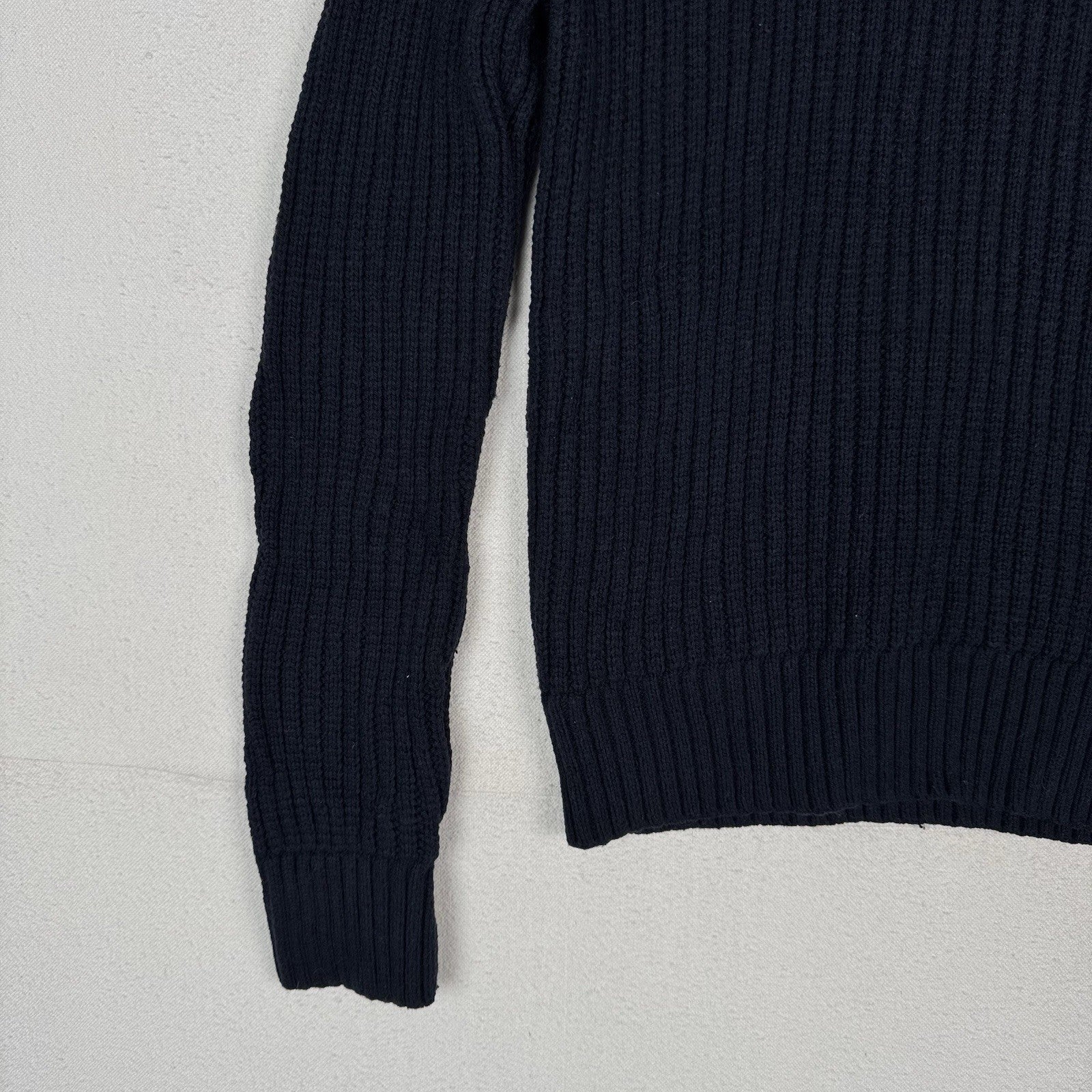 Abercrombie & Fitch Mens L Navy Shawl Collar Wool Blend Knit Sweater Pullover