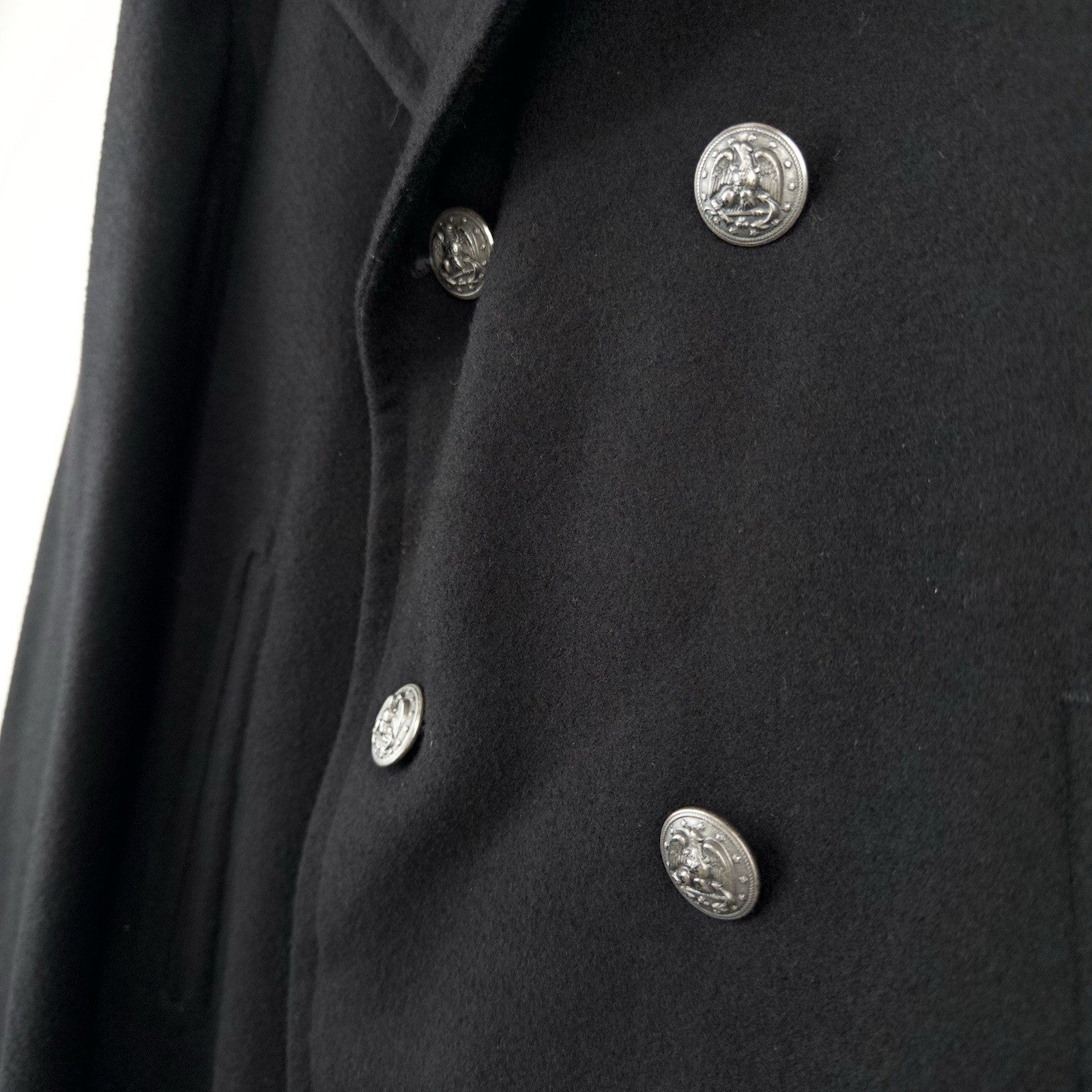 70's Vtg Navy Enlisted Military Peacoat Coat Men’s 40R Blue Wool Metal Buttons