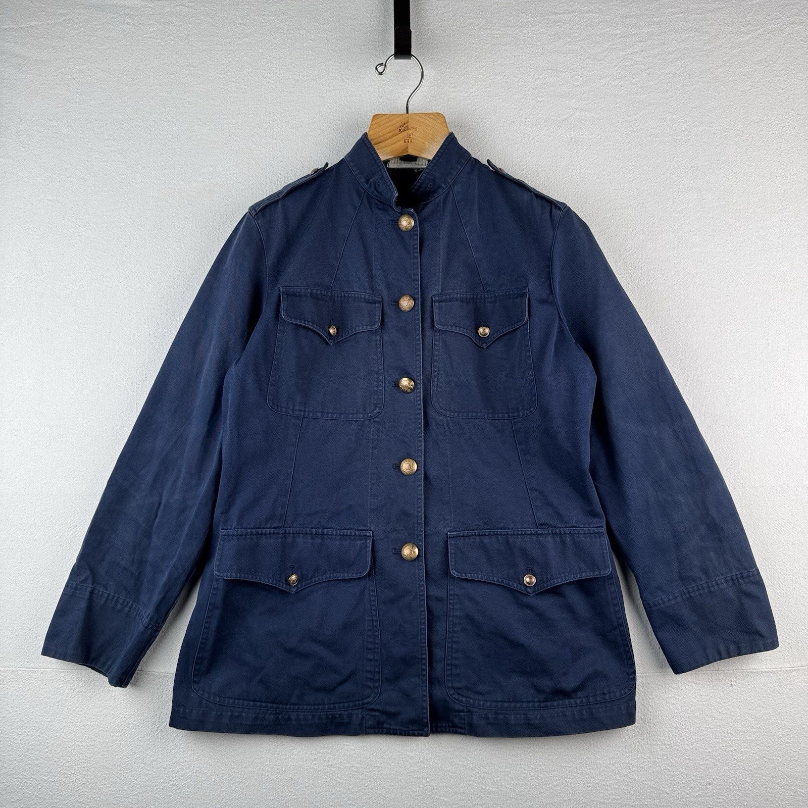 Lauren Ralph Lauren Military Field Jacket Blue Gold Buttons Women's 12 *Read
