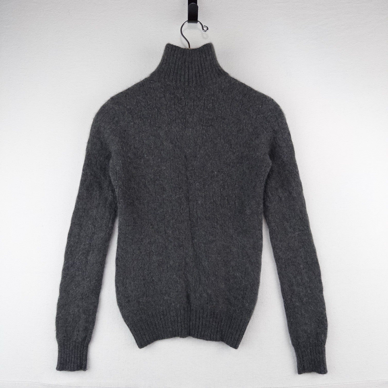 Ralph Lauren Black Label Gray 100% Cashmere Knit 1/4 Zip Sweater *Felted Fits XS