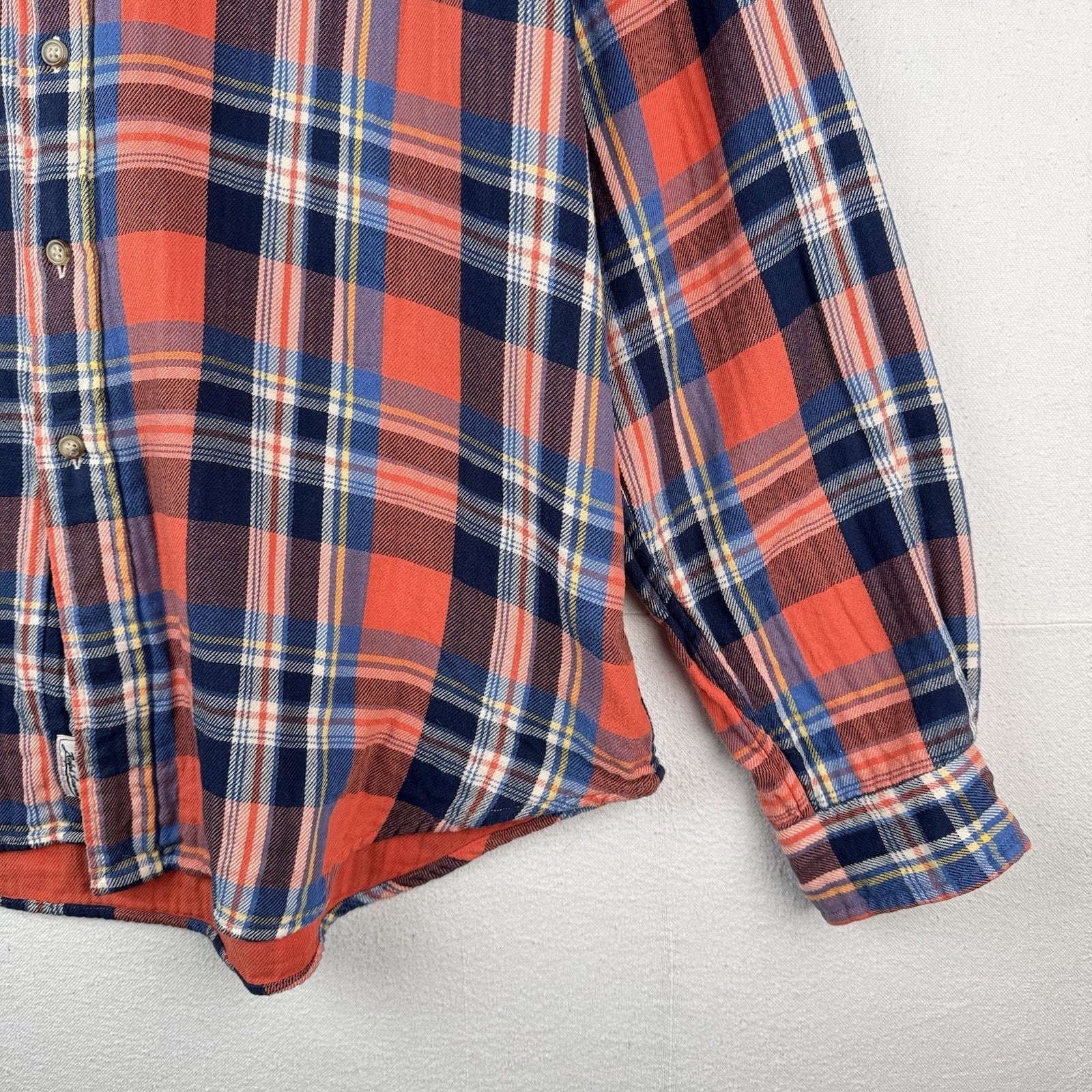 Vtg Polo Ralph Lauren Men's 2XL Plaid Lined Flannel Shirt Orange Double Layer