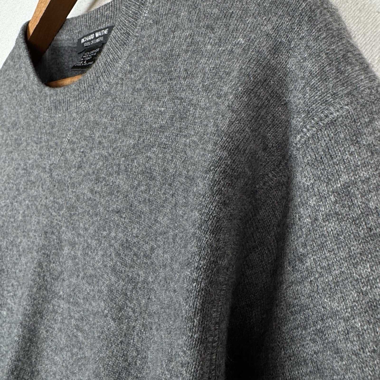 Richard Waithe Sweater Cashmere Crewneck Long Sleeve Gray Men's Size Large