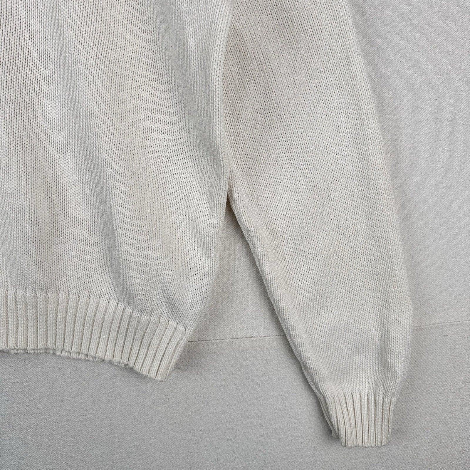 90’s Vintage Polo Ralph Lauren Men’s XL White Cotton Knit Crewneck Sweater *Read