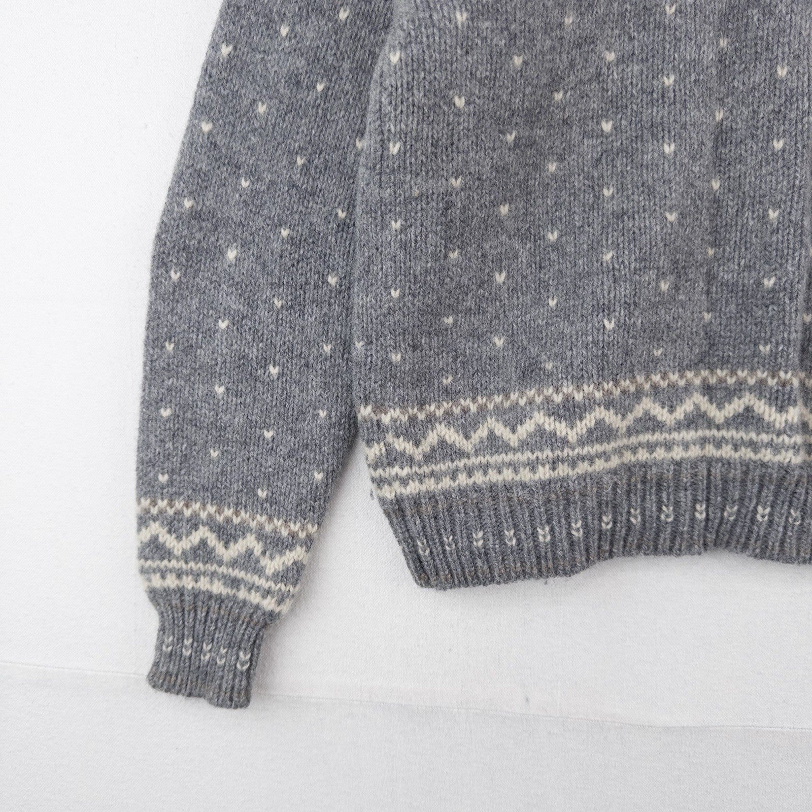 90’s Vtg Cowichan Wool Ski Graphic Fair Isle Sweater Knit Wool Zip Women’s L