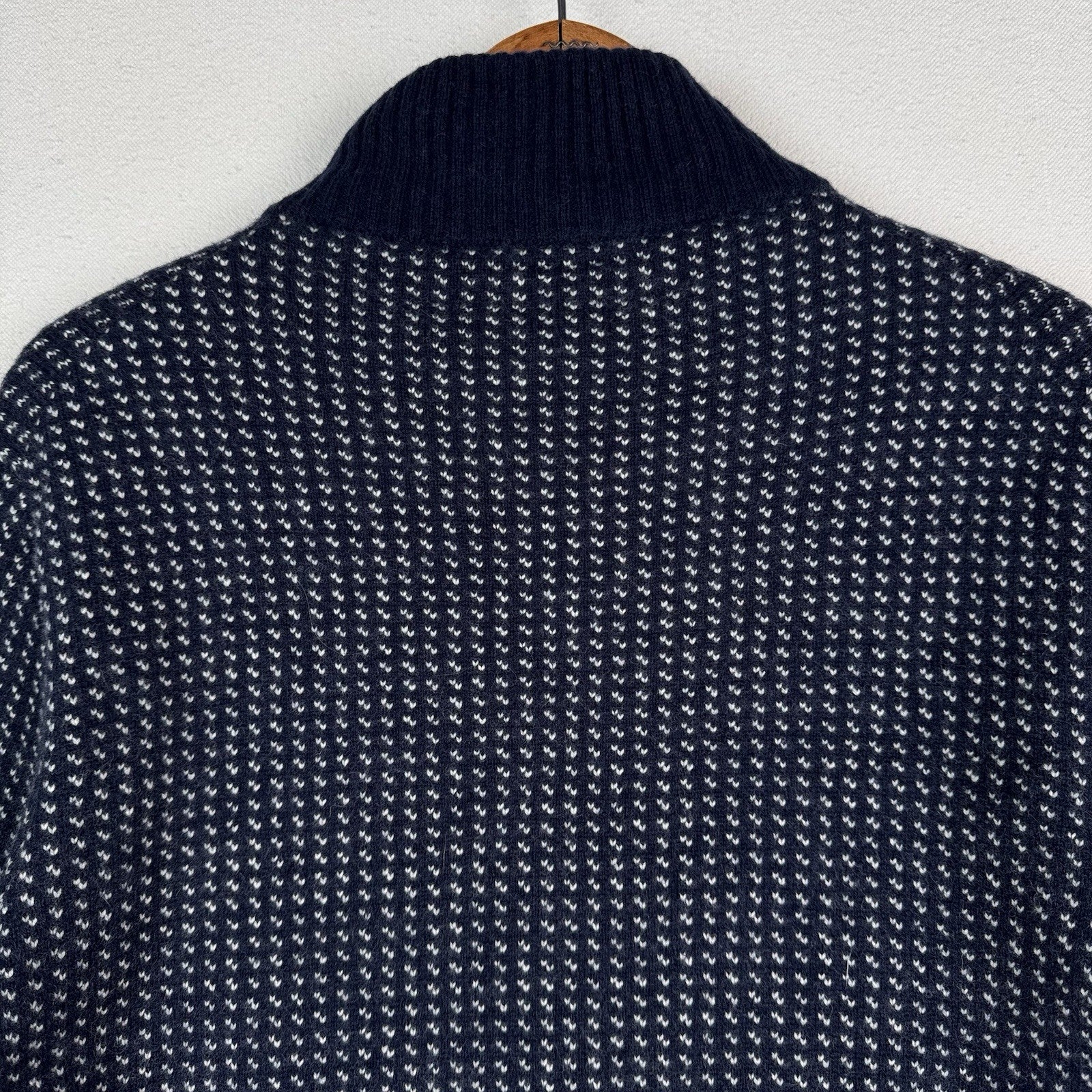 J. Crew Birdseye Quarter-Zip Sweater Merino Wool Navy Blue Men’s Size Medium