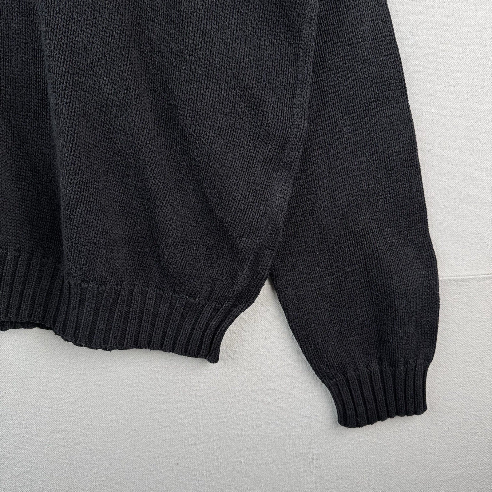 90's Vintage Polo Ralph Lauren Men's XL 100% Cotton Sweater Charcoal Black