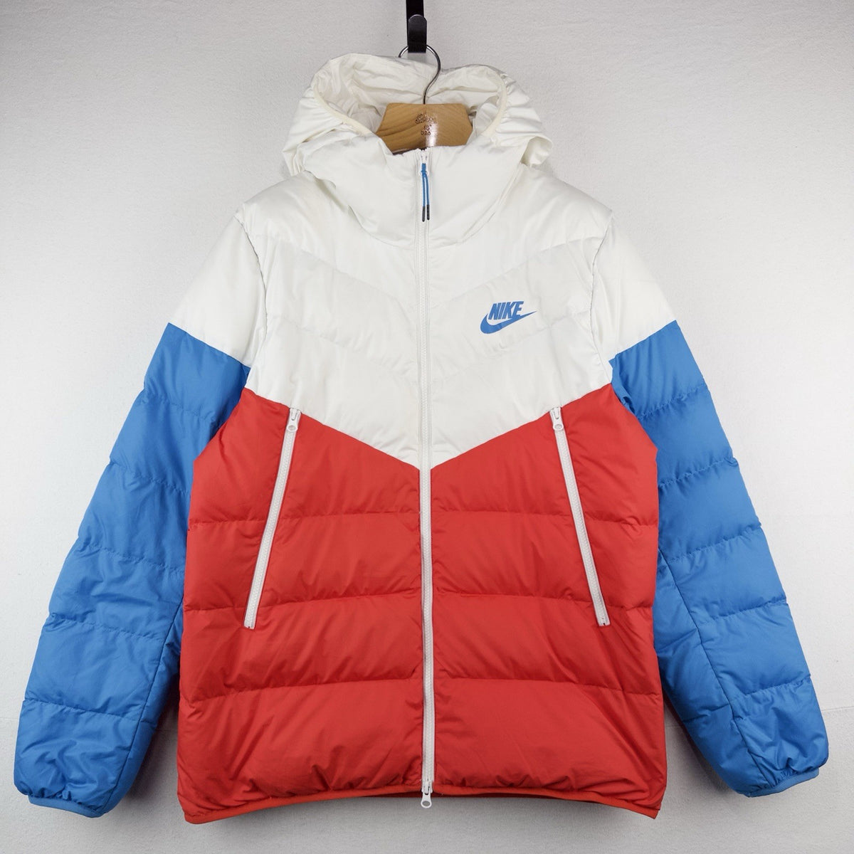 Nike Sportswear Windrunner Down Puffer Jacket Men’s Large Blue White Colorblock