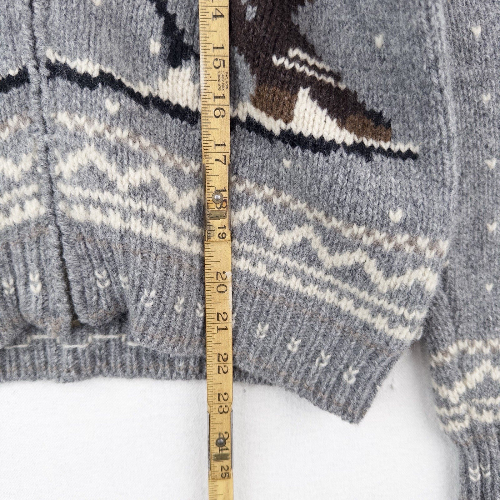 90’s Vtg Cowichan Wool Ski Graphic Fair Isle Sweater Knit Wool Zip Women’s L