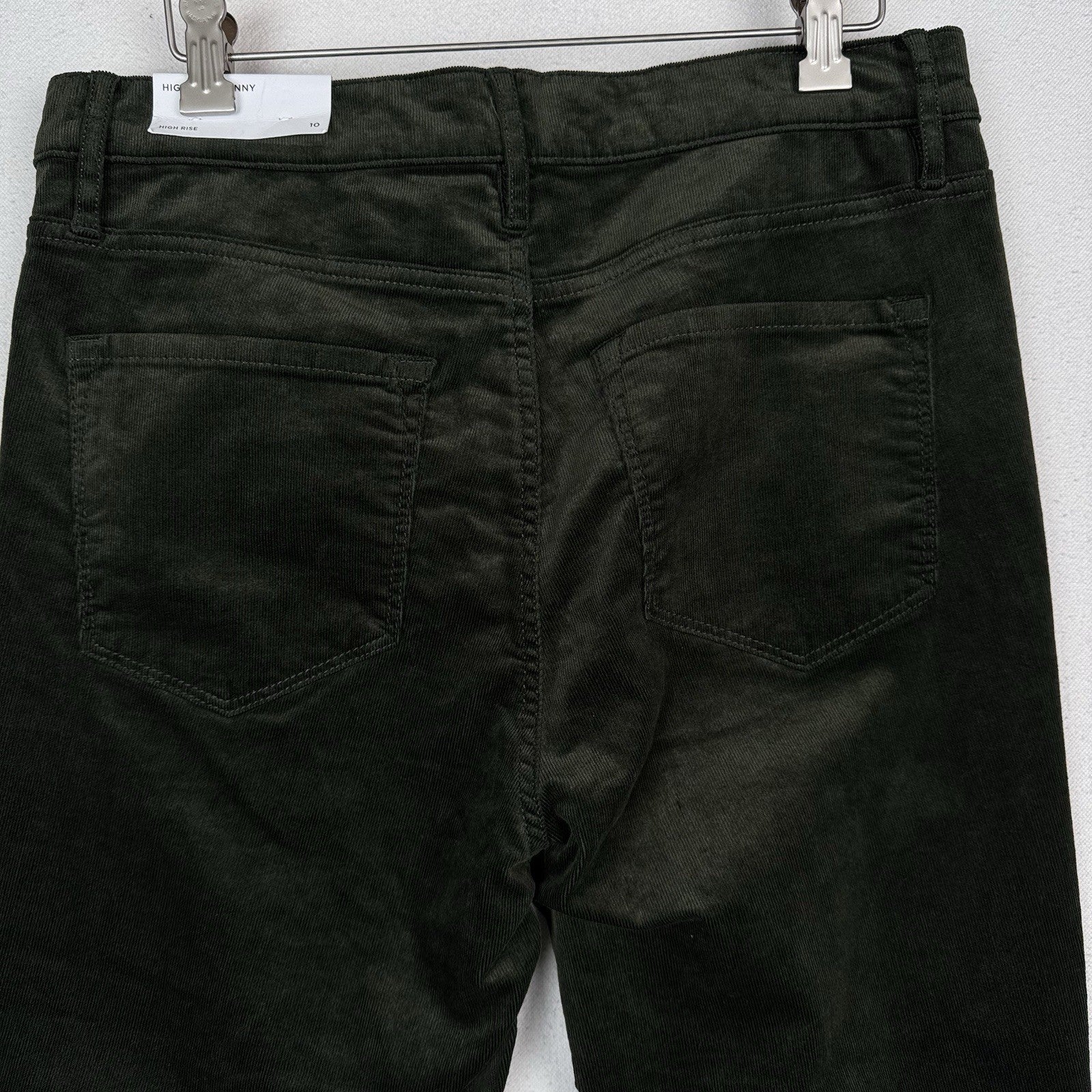 NWT Loft Jeans Women’s 10 Corduroy High Rise Skinny Green Button Fly Stretch