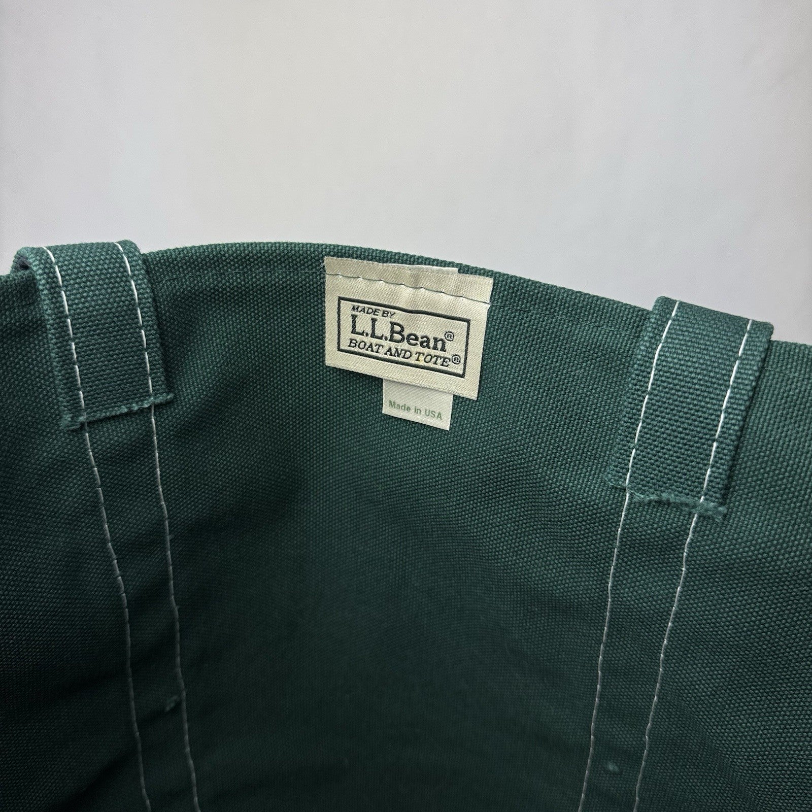 L.L. Bean Two-Tone Boat & Tote Bag Green And Navy Blue Made in Usa Size Large